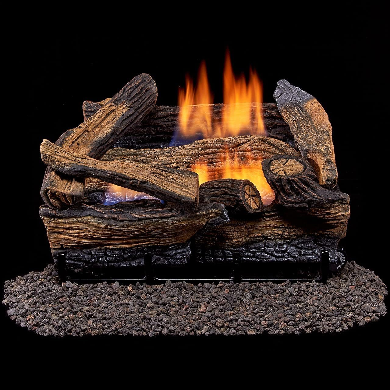 Duluth Forge DLS-18T-1 Dual Fuel Ventless Fireplace Logs Set with Thermostat, Use with Natural Gas or Liquid Propane, 30000 BTU, Heats up to 1000 Sq. Ft, Split Red Oak, 18 Inches