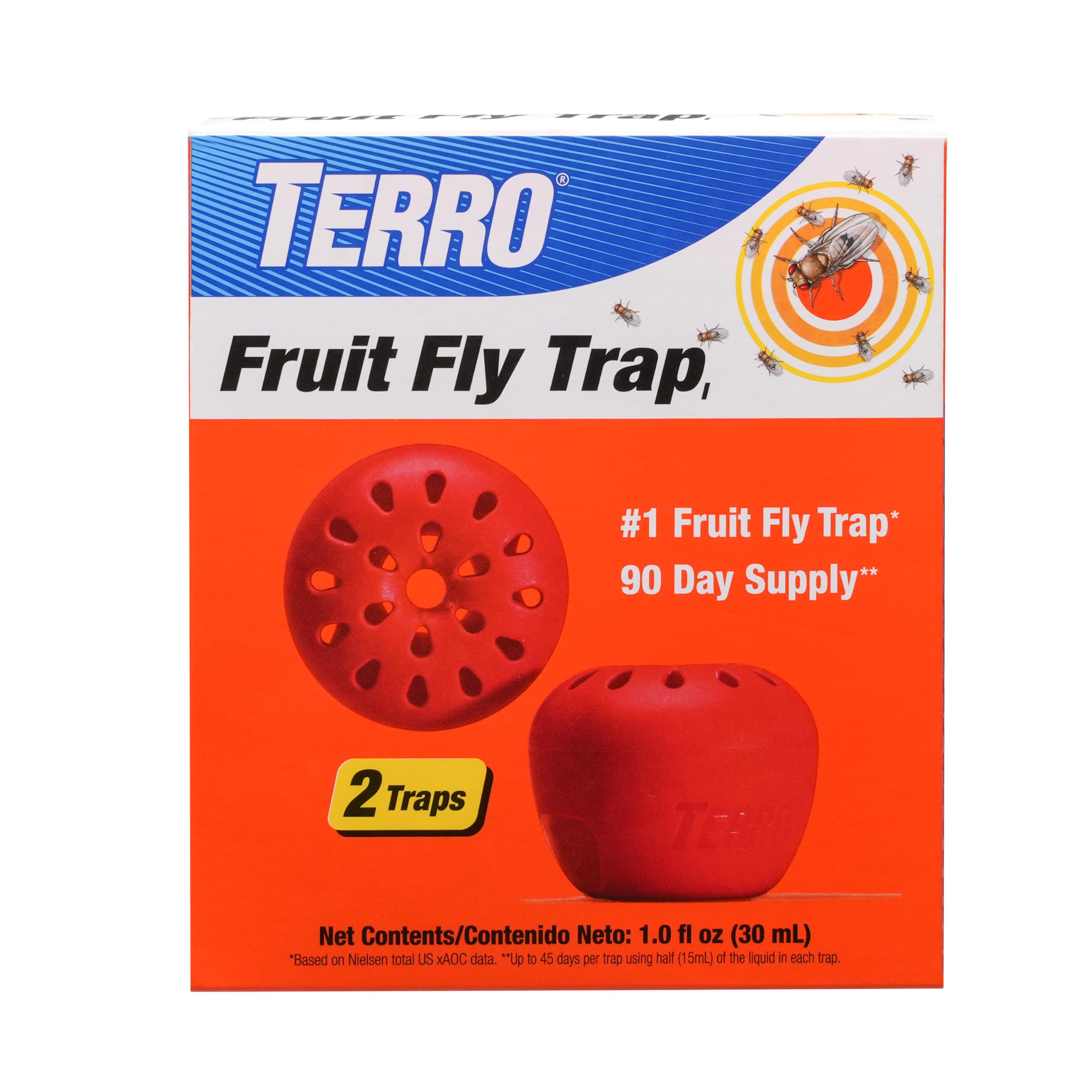 TerroT2502 Ready-to-Use Indoor Fruit Fly Trap with Built in Window - 2 Traps + 90 day Lure Supply