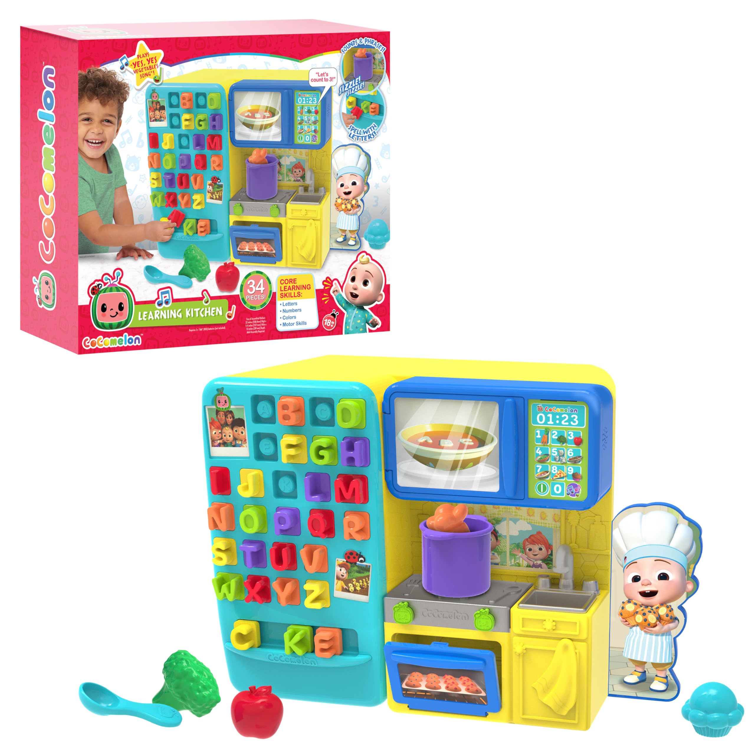 Just Play CoComelon Learning Kitchen, 34-Pieces, Interactive Playset, Learning & Education, Kids Toys for Ages 18 Month