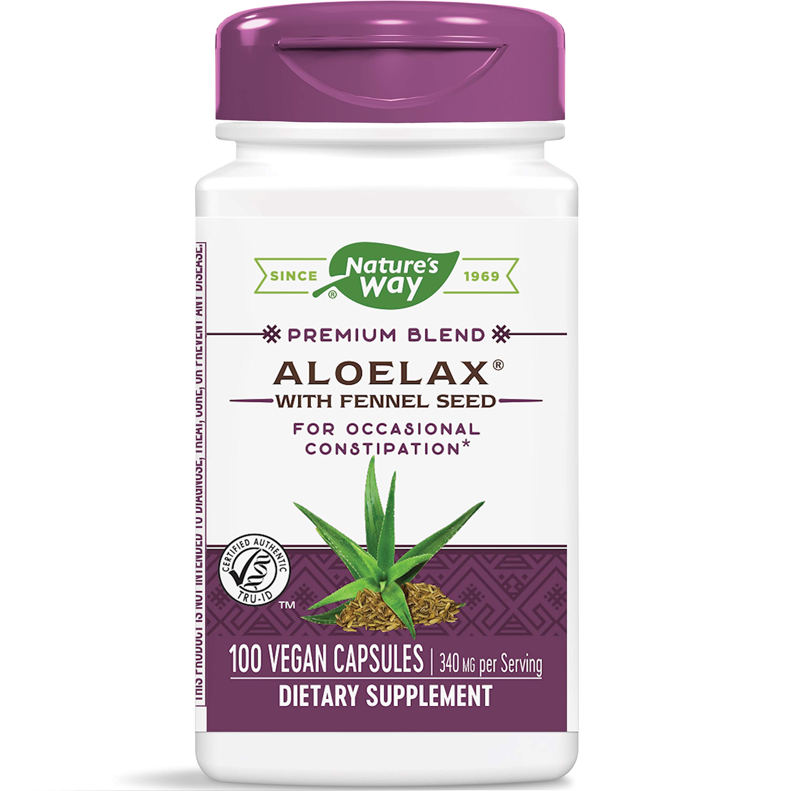 Natures Way AloeLax, 340 milligrams, 100 Vegatarian Capsules