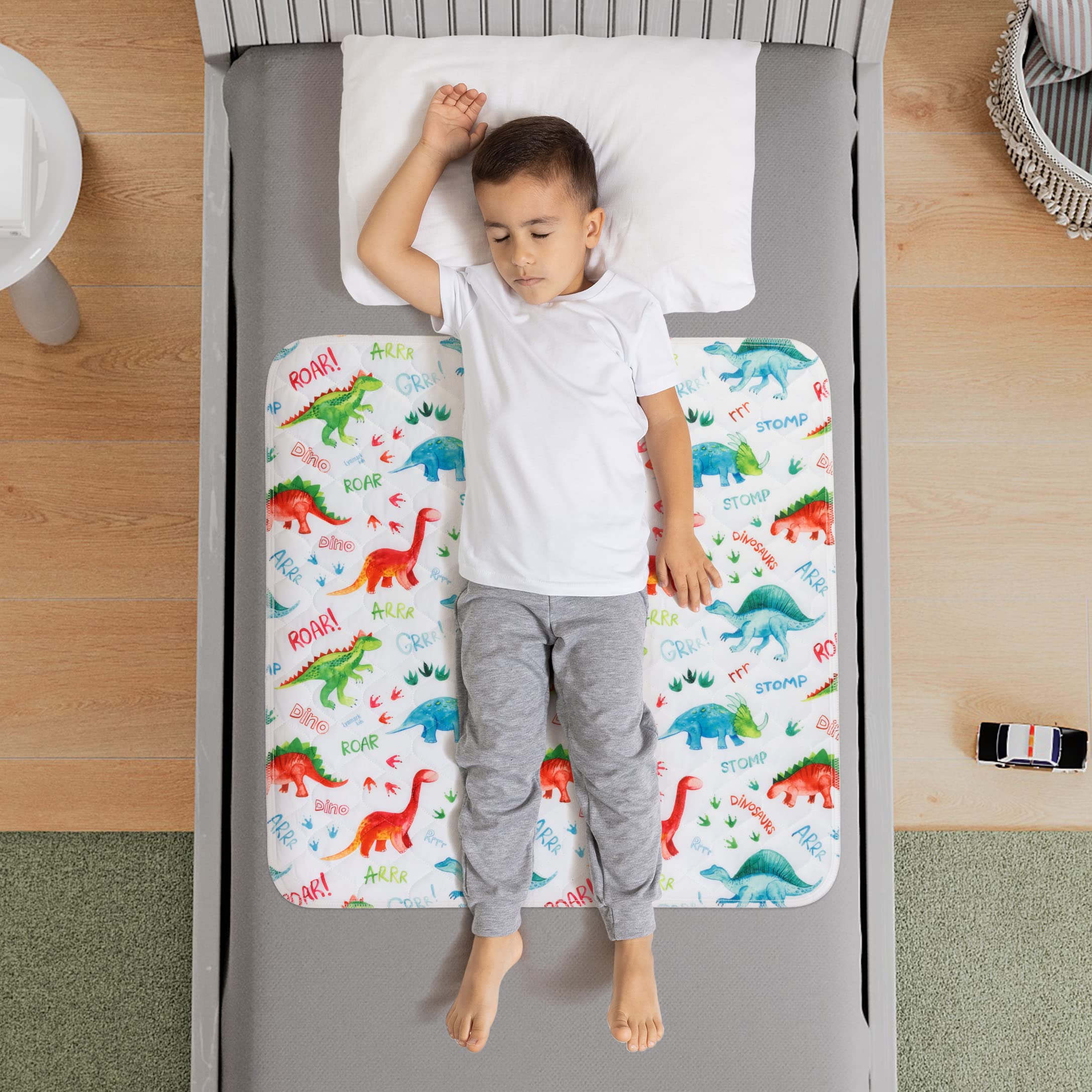 Potty training bed pad,mattress protector for 100% night time waterproof protection|Dinosaur |Lifesaver for mattress whilst night time Toilet training|easy to wash & dry|Fits toddler & single size bed