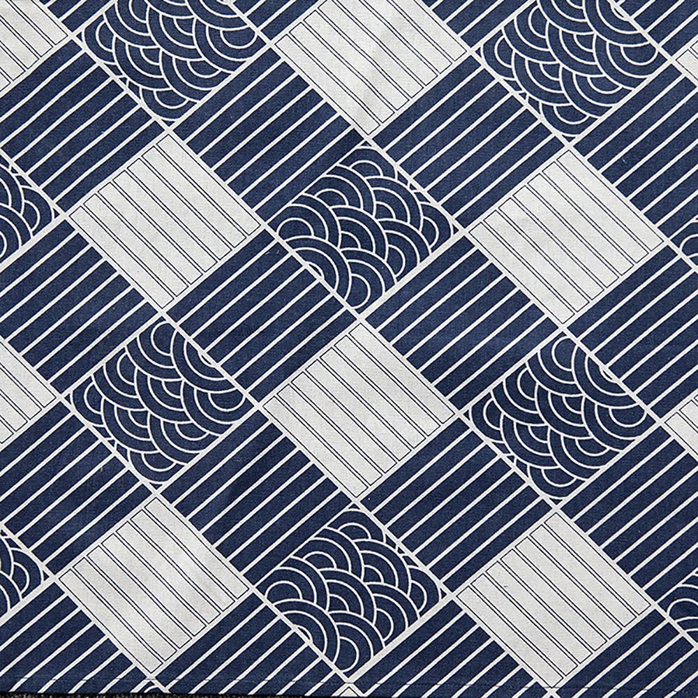 Sheicon Ocean Waves Print Fabric by The Yard Cotton Linen Blended Japanese Style Decorative Fabric for DIY Projects Color Checkered Wave Size 1 Yard