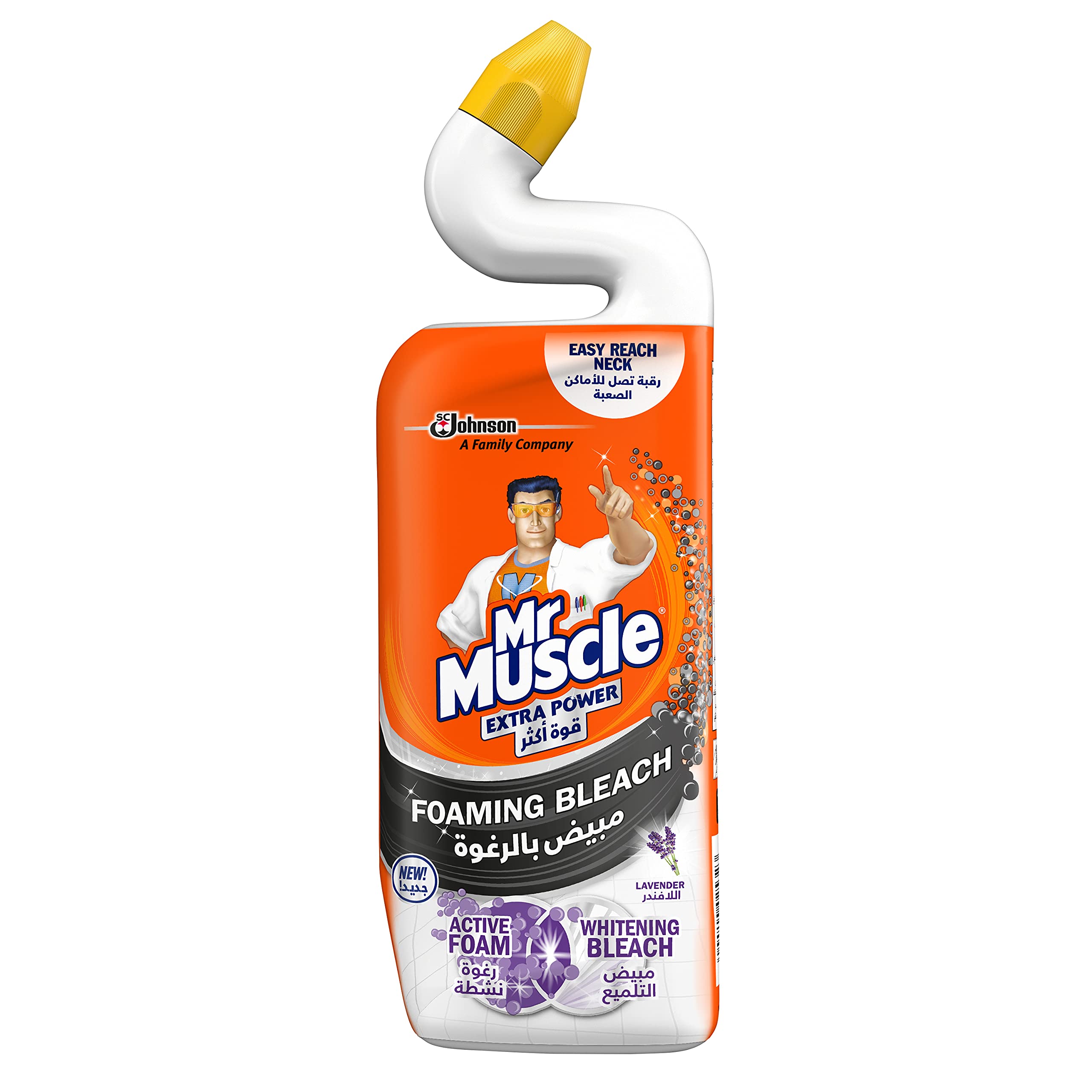 Mr. Muscle Lavender Foaming Bleach Lavender Toilet Cleaner, Extra Power, Deep Reach Under Rim, 750ml