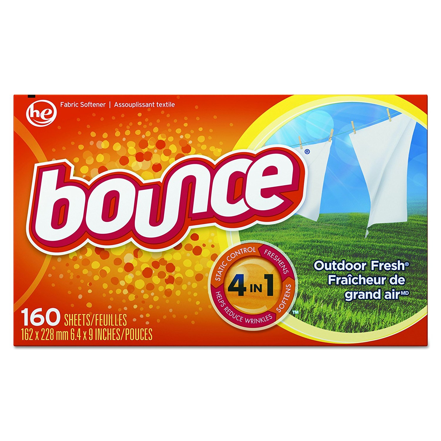 Bounce80168CT Fabric Softener Dryer Sheets, Box of 160 Sheets (Case of 6 Boxes)