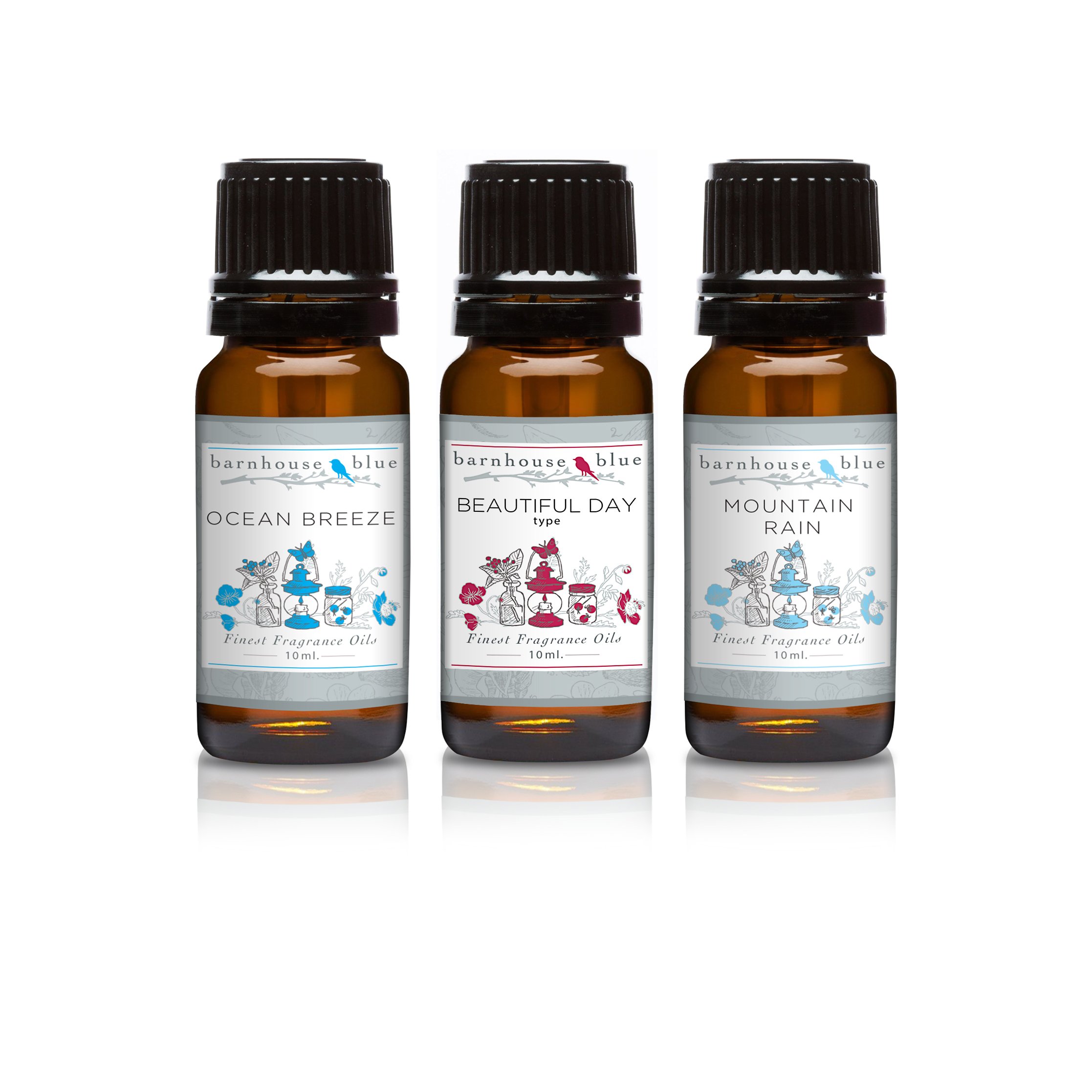 Trio (3) - Barnhouse Blue - Ocean Breeze, Beautiful Day Type & Mountain Rain - Premium Fragrance Oil Trio - 10ml