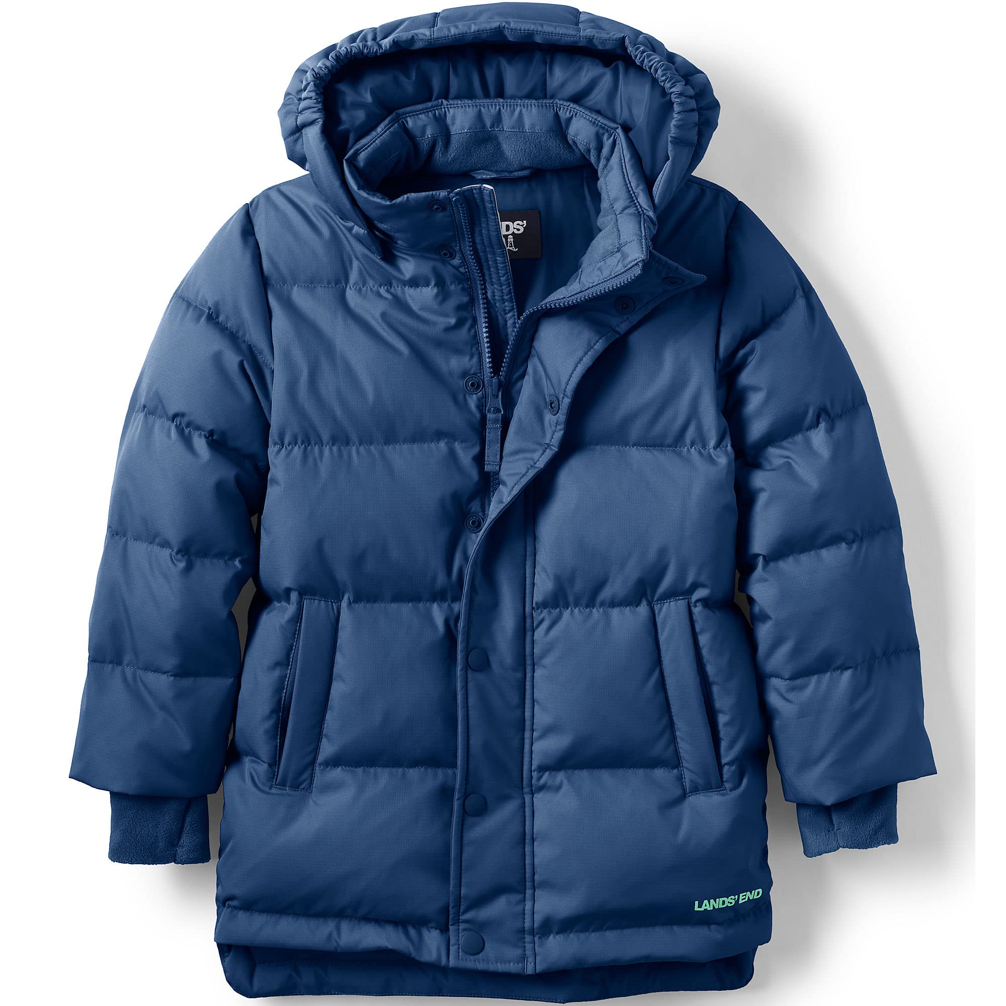 Lands' End K WIDE CHANNEL DOWN PUFFER PARKA Deep Sea Navy Kids Small