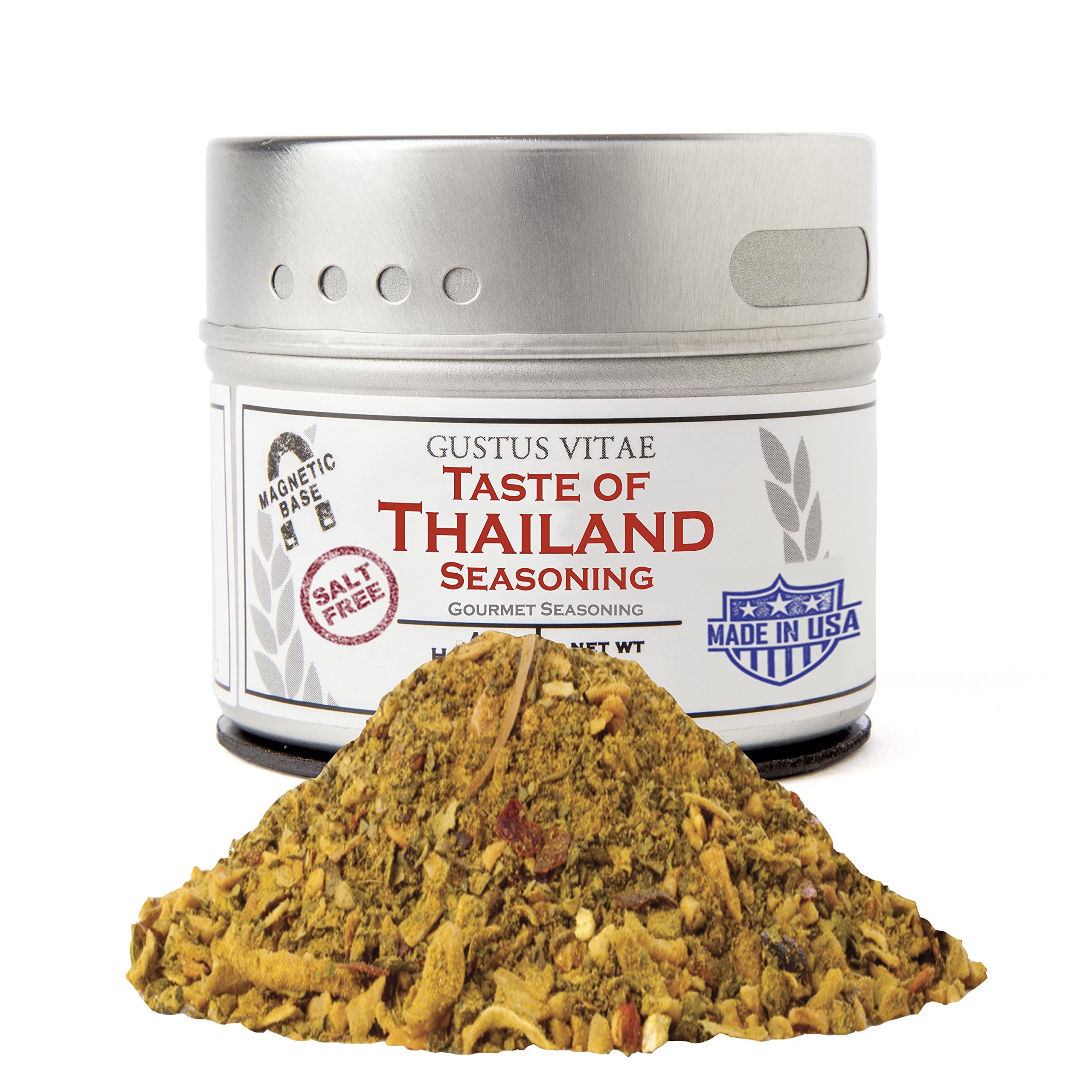 Taste of Thailand Seasoning | Non GMO Verified | Magnetic Tin | Spice Blend | 1.4oz | Crafted in Small Batches by Gustus Vitae | #28