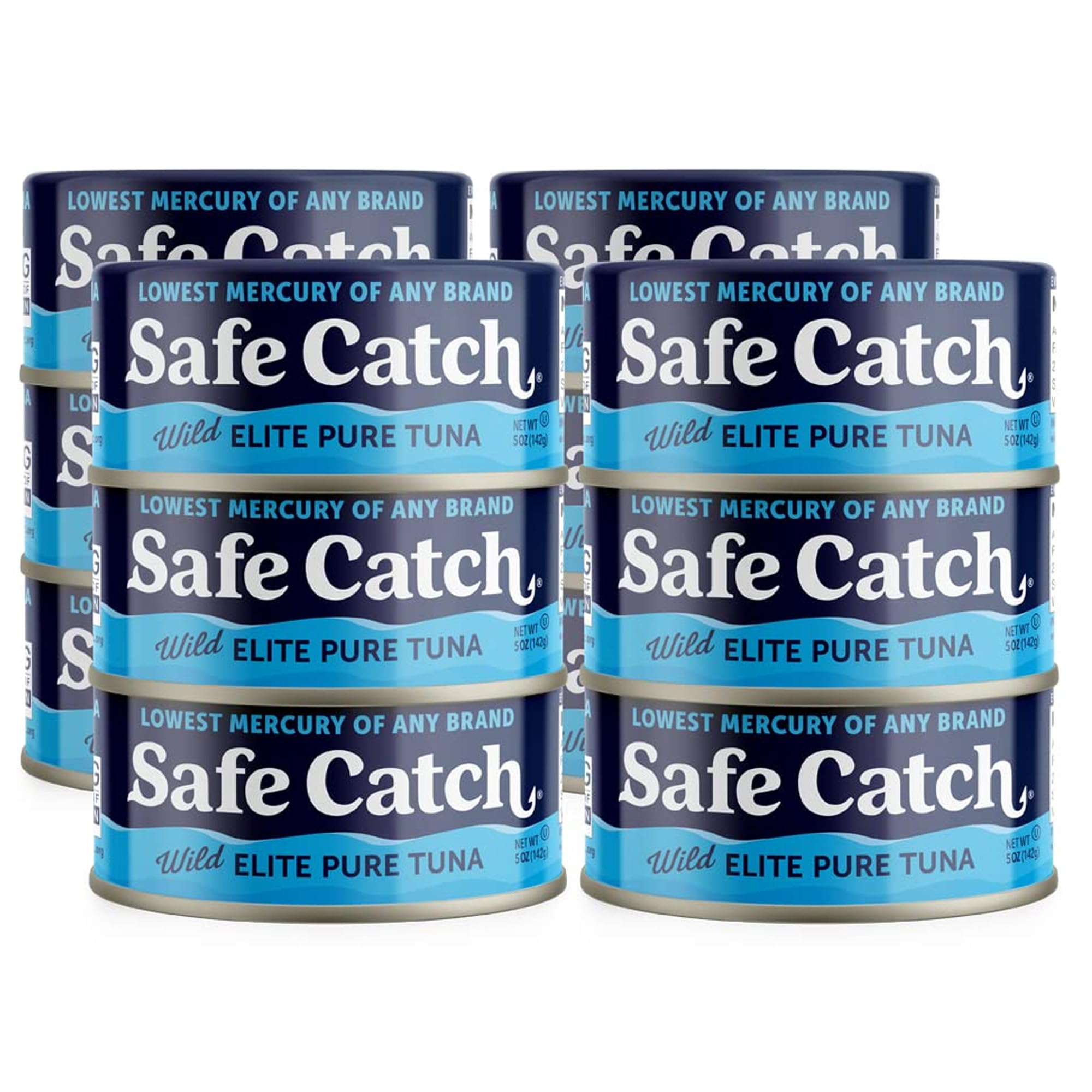 Safe Catch Canned Wild Tuna Fish, Wild Caught, Lowest Mercury, Gluten-Free, Kosher, Non-GMO, Whole30 Approved, Paleo, Keto Food, 5oz Can, 12-Pack