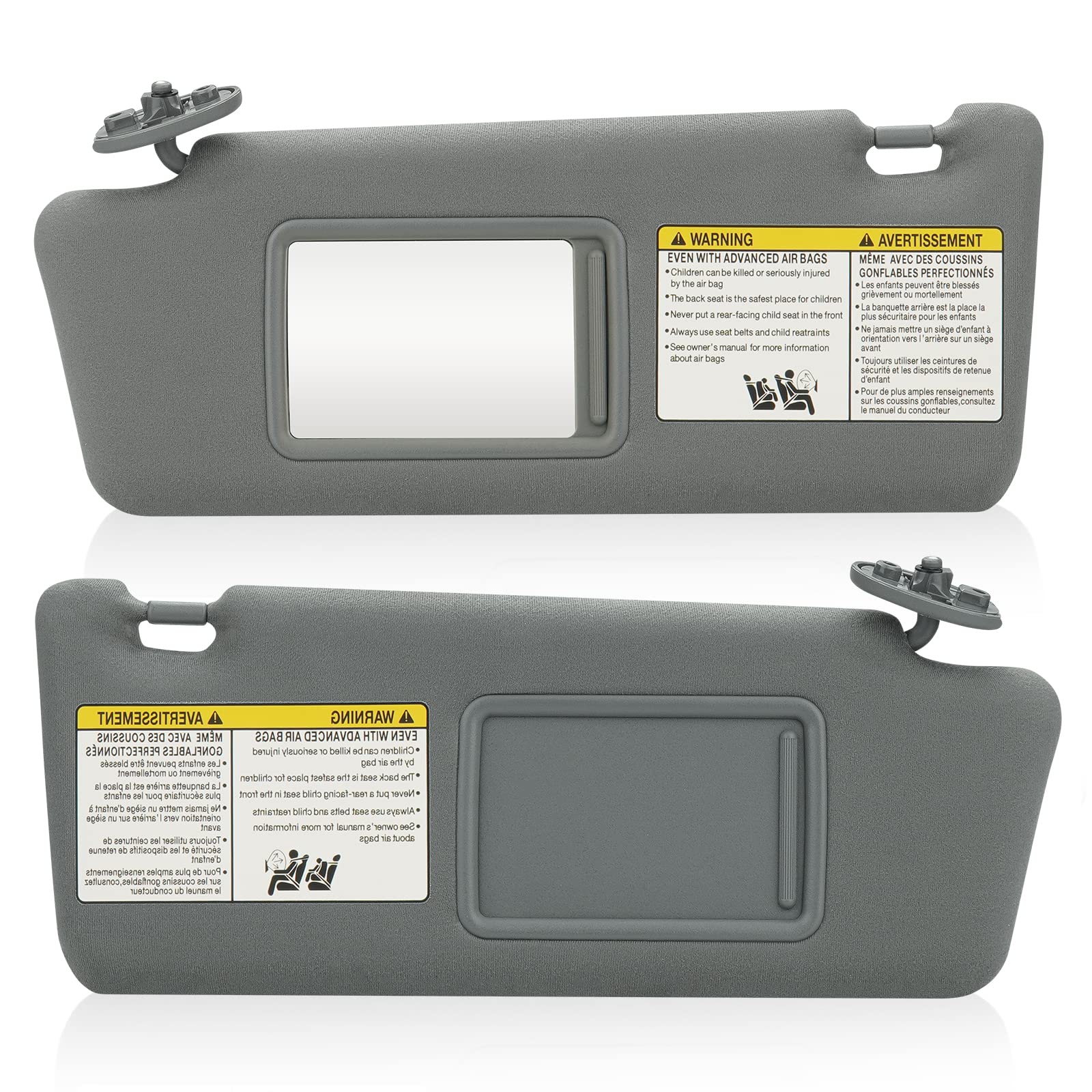 Left Driver & Right Passenger Side Sun Visor Gray Without Light for Toyota Tacoma 2005 2006 2007 2008 2009 2010 2011 2012, Replace 74320-35C10-B0,74320-04181-B1,74320-35B50-B0,1 Pair