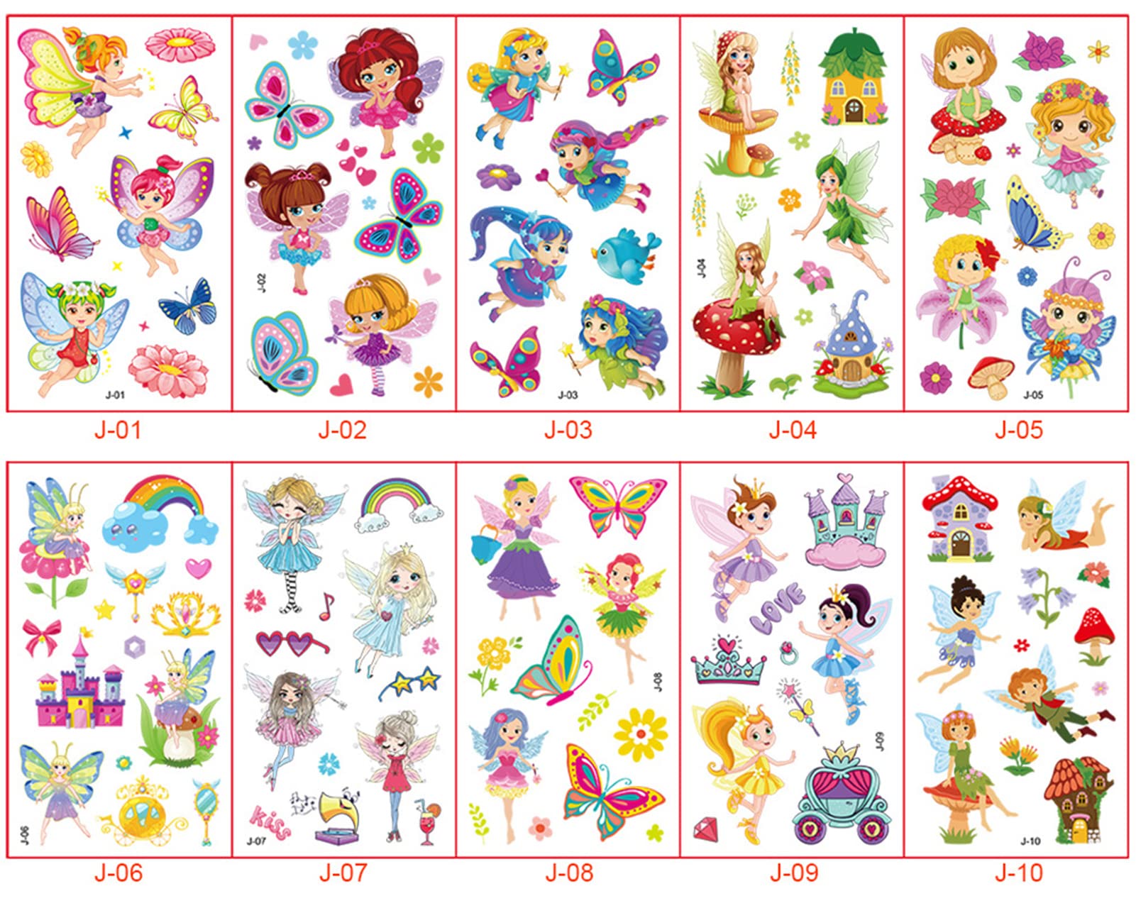 10 Sheets Tattoos for Kids, Waterproof Temporary Tattoos Stickers for Boys Girls, Animal Tattoos Stickers for Children's Stick on Tattoos Various Theme Birthday Party Bag Filler Color HXZ