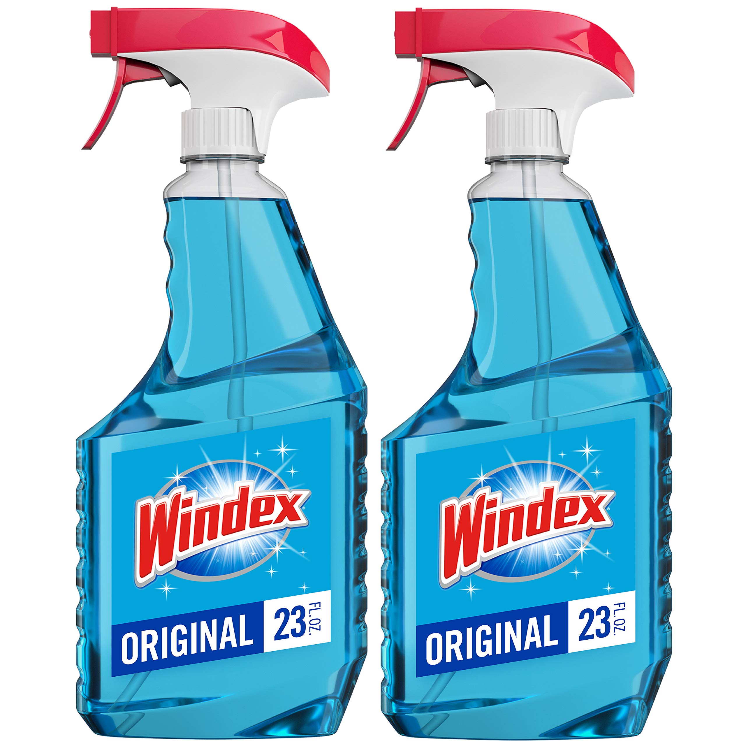 Windex Glass and Window Cleaner Spray Bottle, Bottle Made from 100% Recovered Coastal Plastic, Original Blue, 23 fl oz (Pack of 2)