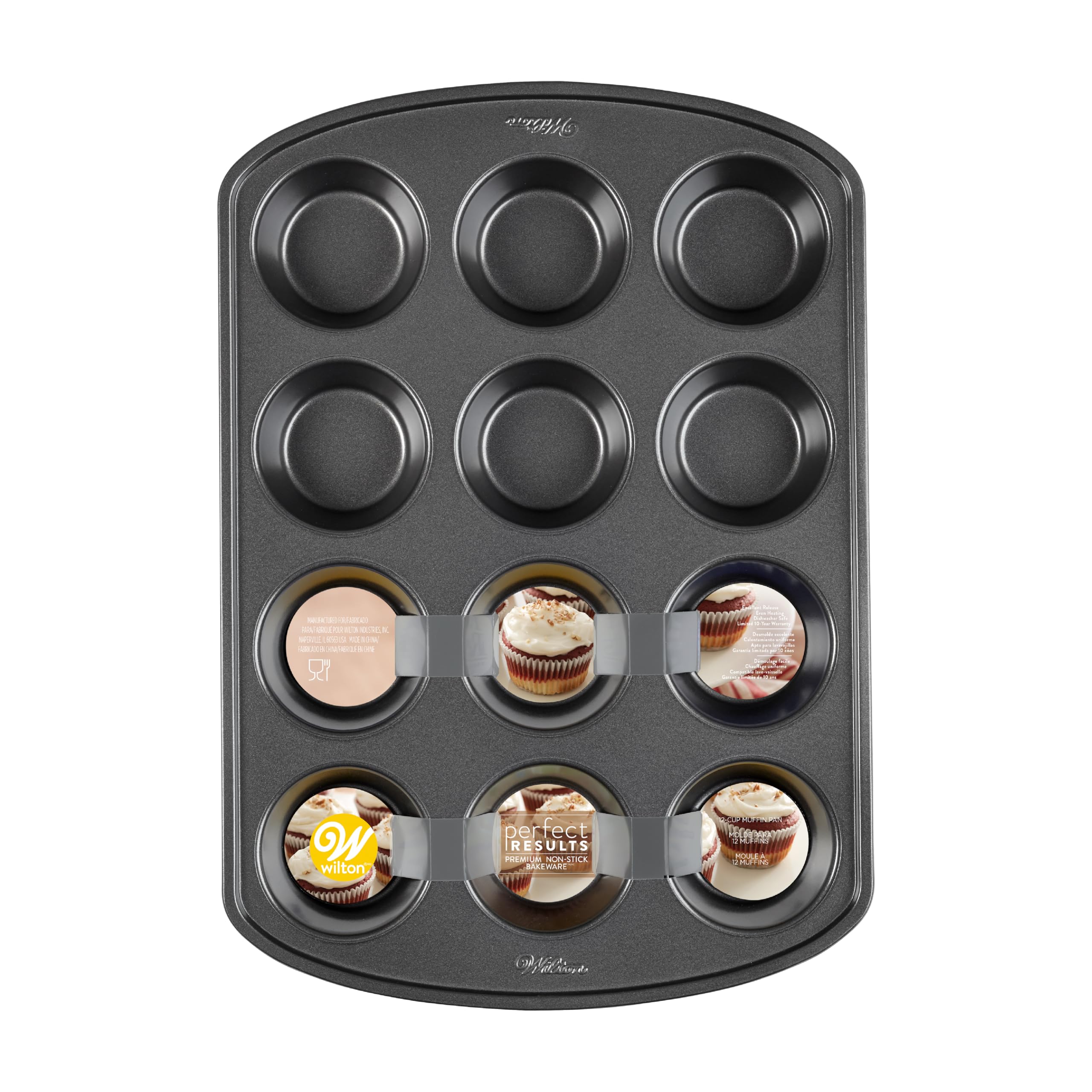 Wilton Perfect Results Premium Non-Stick Bakeware Muffin and Cupcake Pan, 12-Cup, STANDARD, Silver