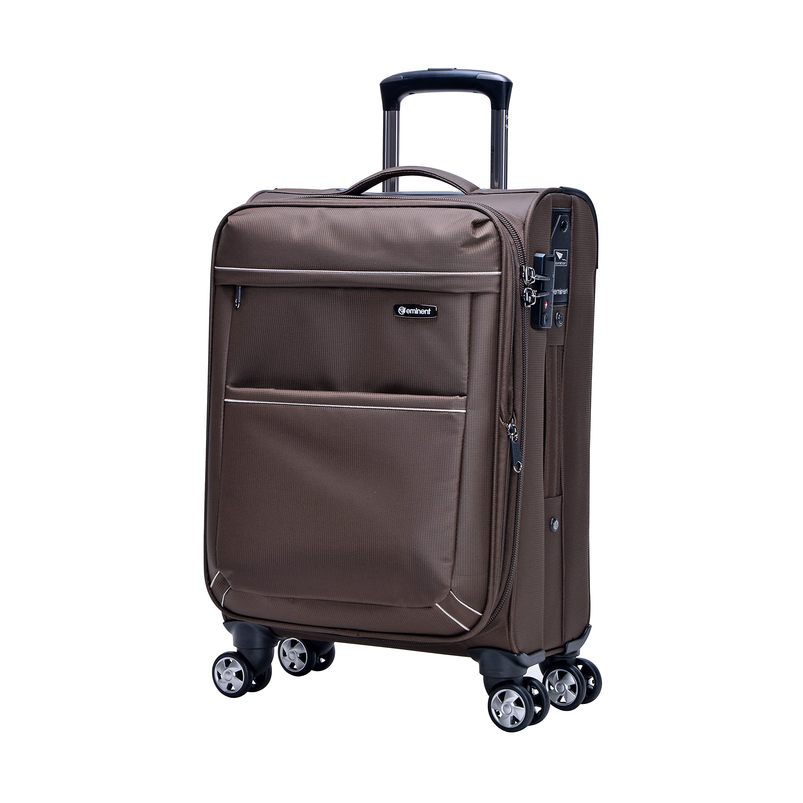 EminentExpandable Luggage Trolley Bag Soft Suitcase for Unisex Travel Polyester Shell Lightweight with TSA lock Double Spinner Wheels V6093SZ (Carry-On 20-Inch, Camel)