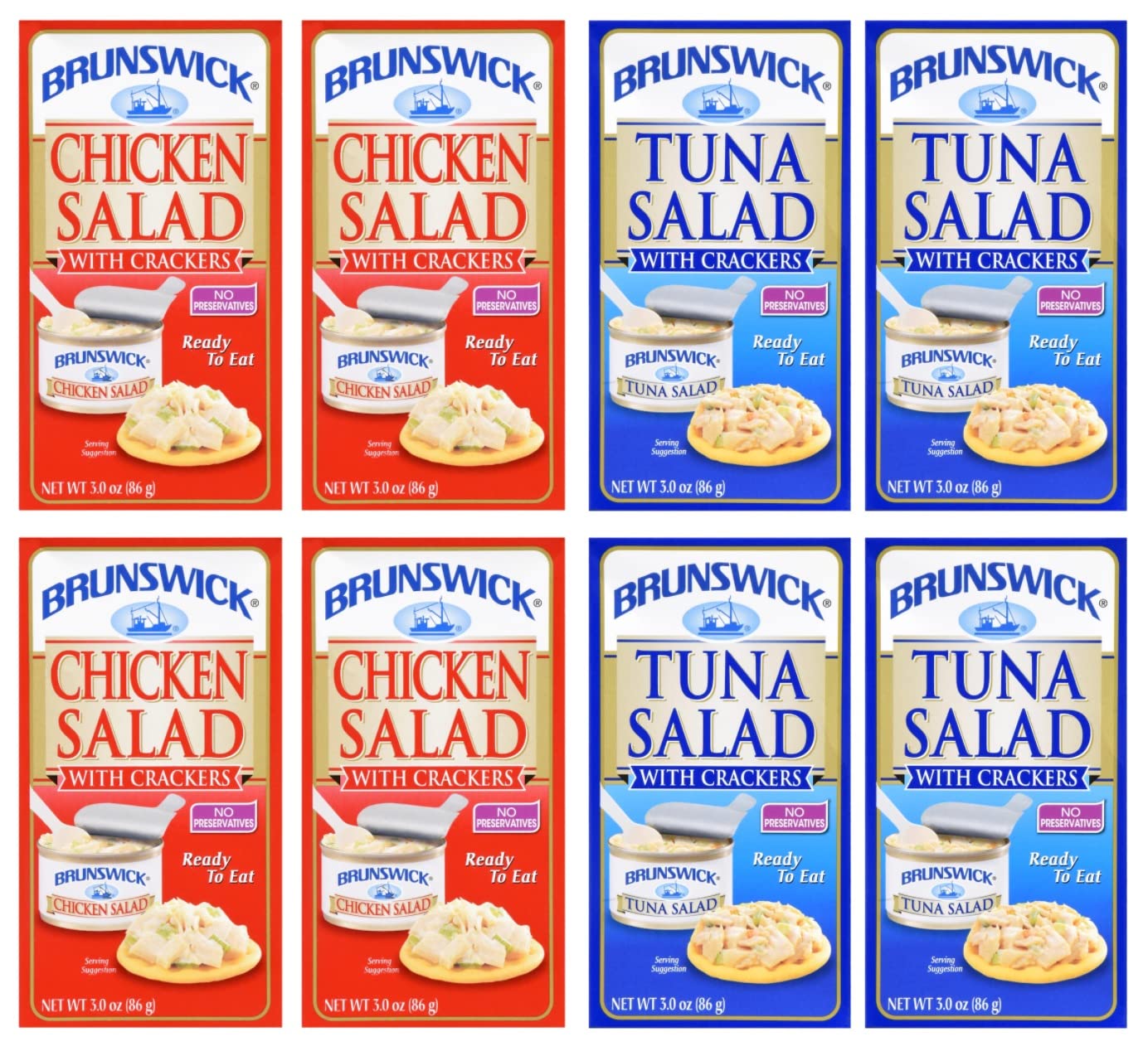 BrunswickTuna Salad & Chicken Salad With Crackers Ready to Eat Snack Kit 3.0 oz Each (8 ct)