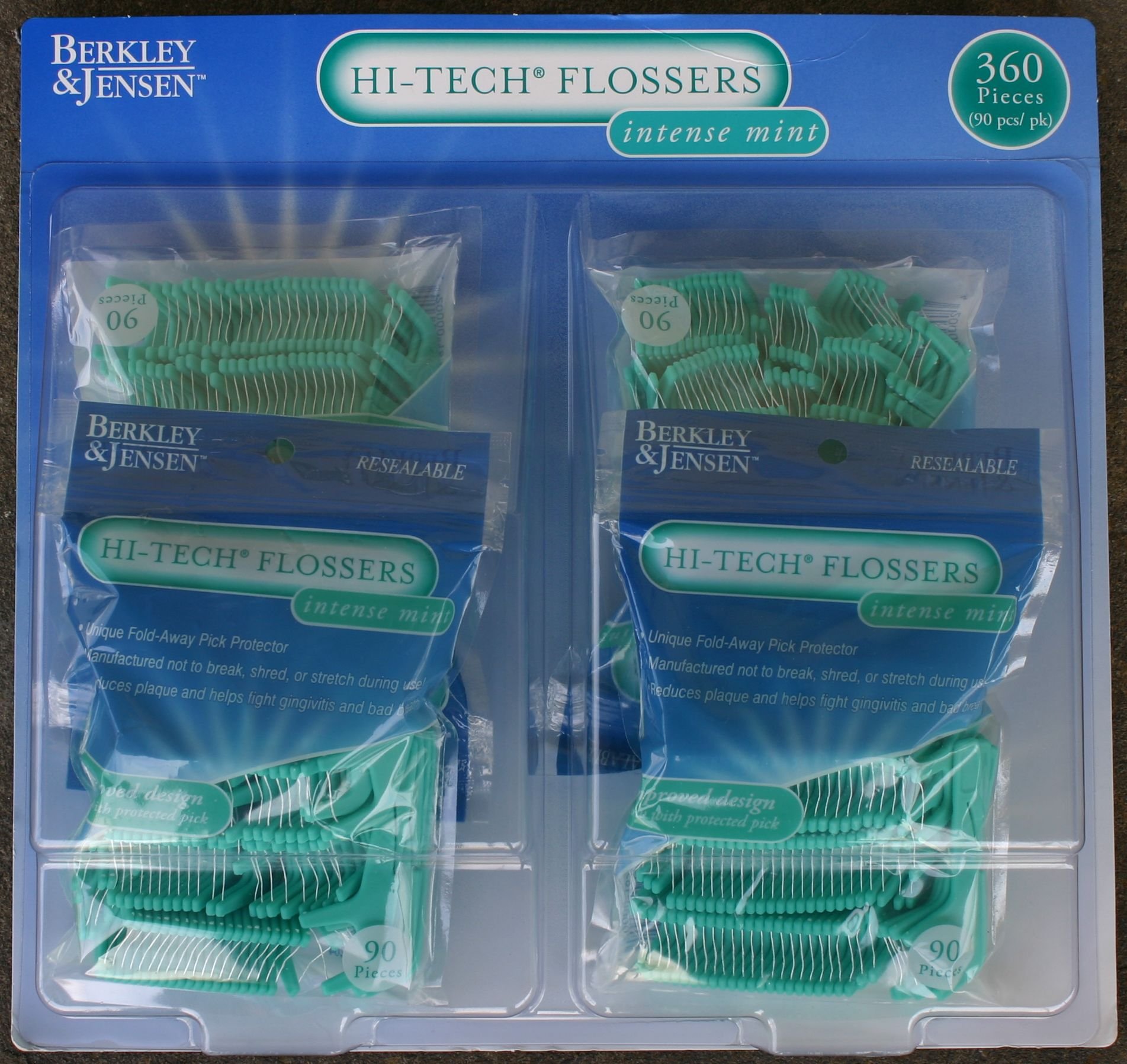 Berkley & Jensen Hi-tech Flossers Intense Mint (4 bags 90 pi