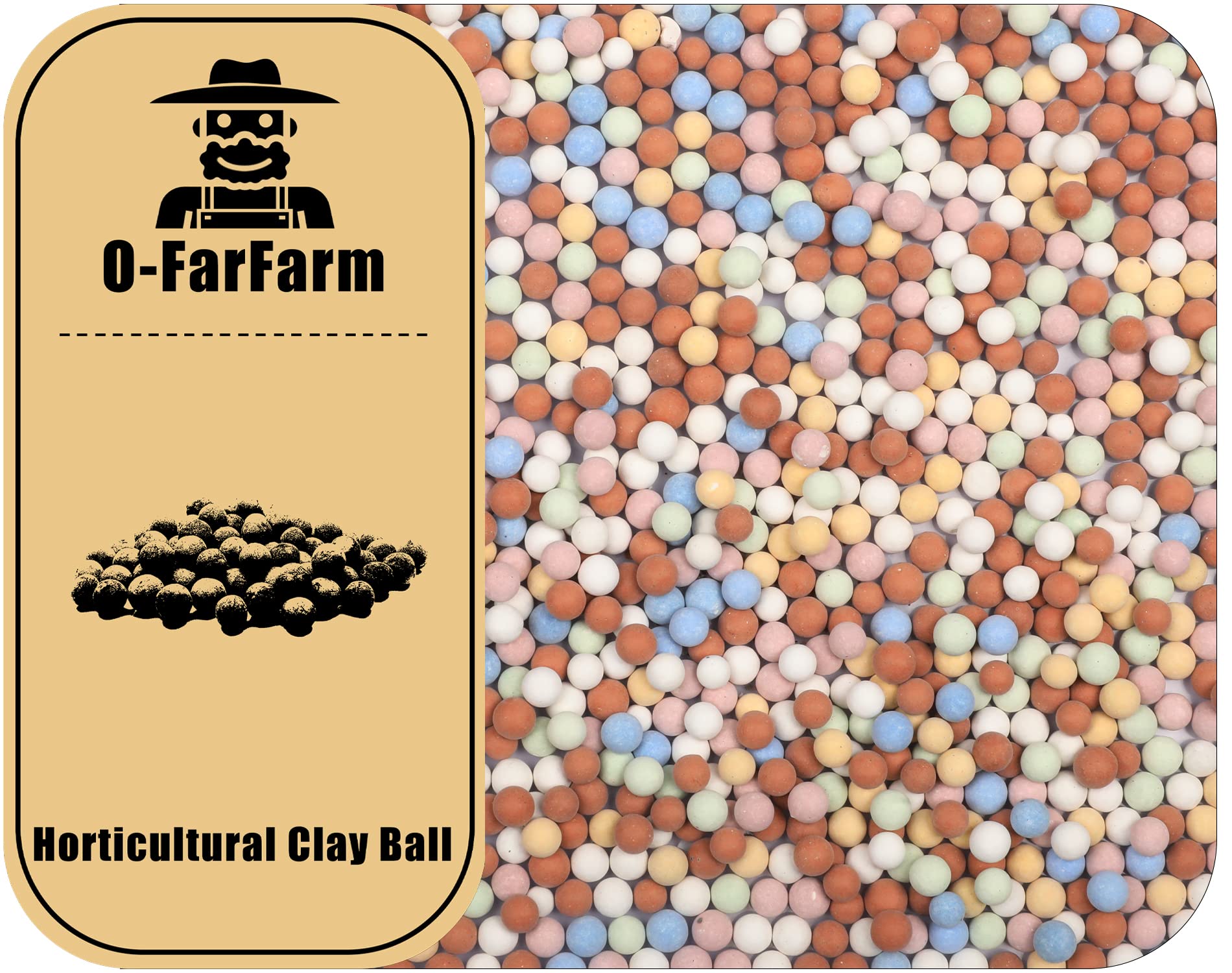 O-FarFarm 2.2 LBS Clay Pebbles for Plants Multicolor 6mm/0.24inch, Hydro Clay Balls Decorative Rocks, Perfect Ceramsite Balls as A Soil Topper for Indoor Plants, Cacti Succulents Bonsai