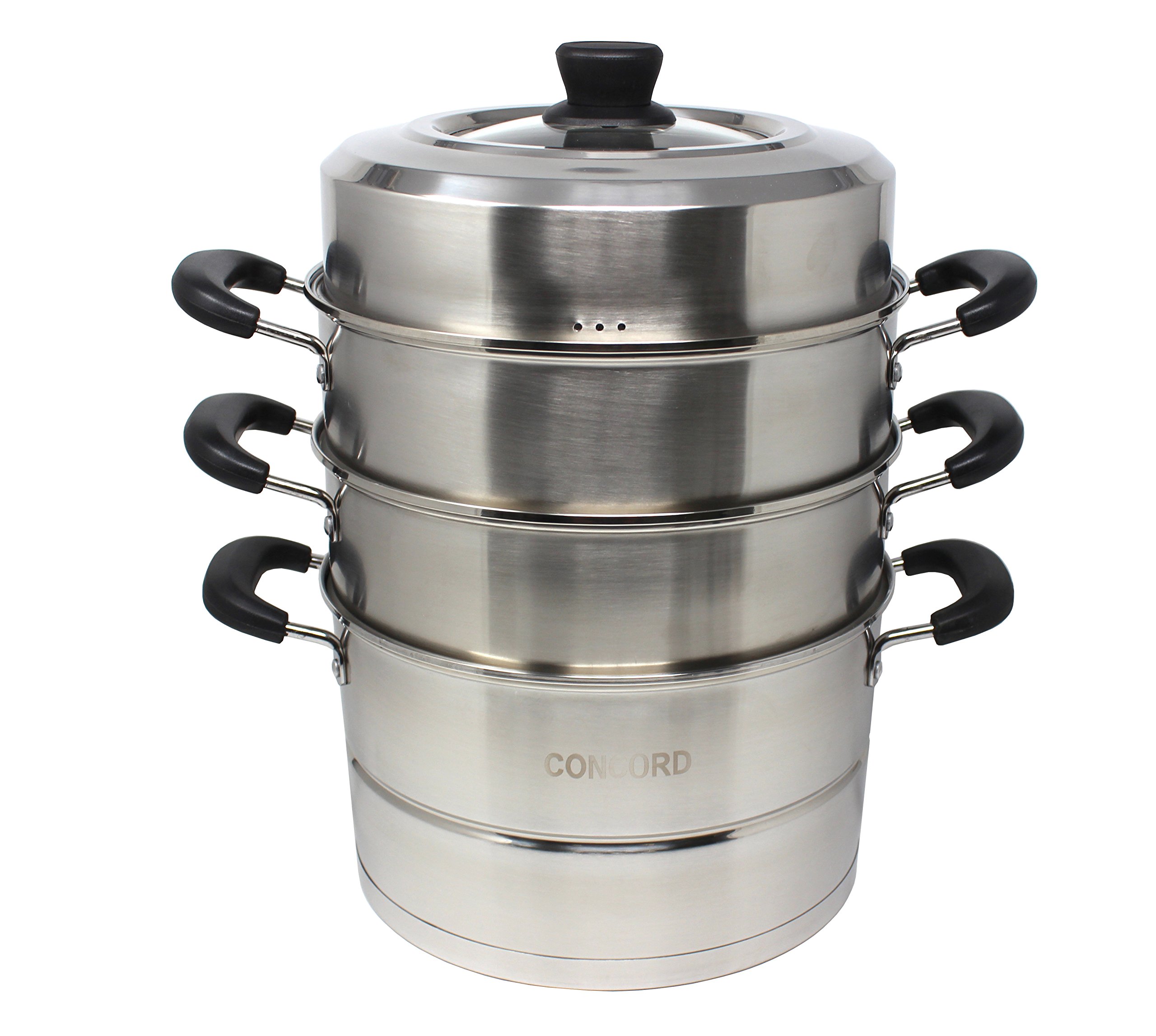 CONCORD 3 Tier Premium Stainless Steel Steamer Set (28 CM)