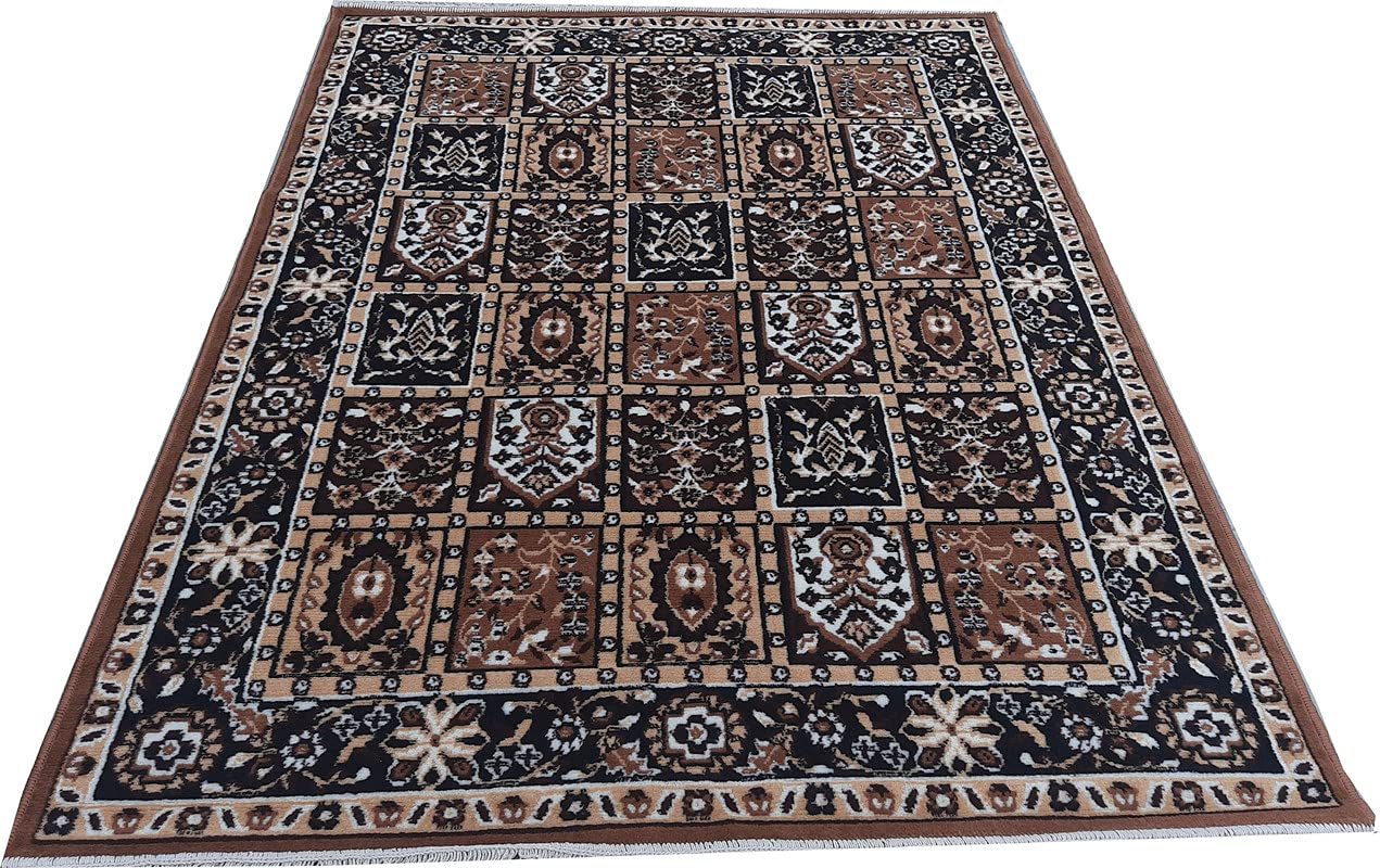 Sifa Carpet Traditional Polyster Carpet for Living Room with Anti Skid - (6x8 Feet Gold Color)