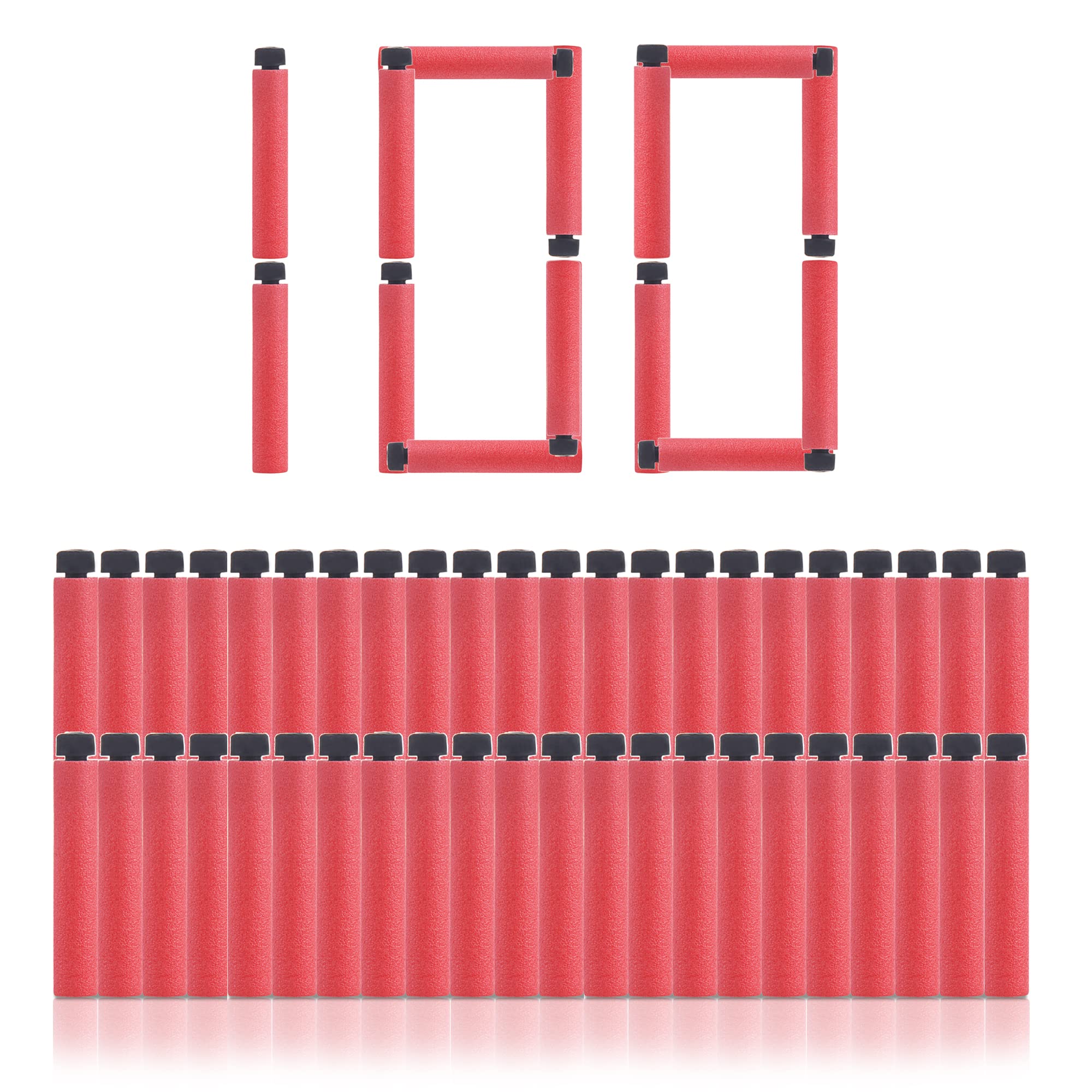 WORKER 100PCS Long Darts for Nerf and Woker Elite Long-Darts Series Launchers Toy Color Red Black