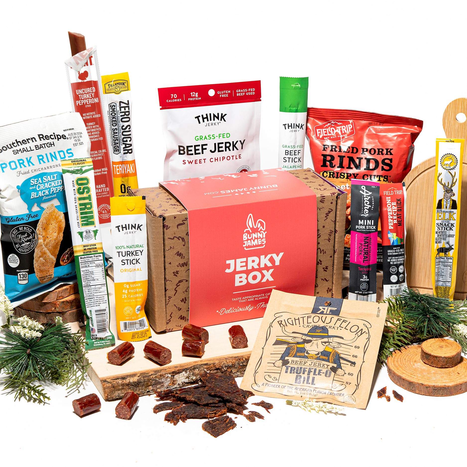 Beef Jerky Gift Baskets for Men - Healthy & Exotic Jerky Variety Pack w Meat Snacks, Pork Rinds, Venison, Chicken, Pork & Beef Sticks - Unique Dad Birthday Gifts, Great Gifts For Men Who Want Nothing