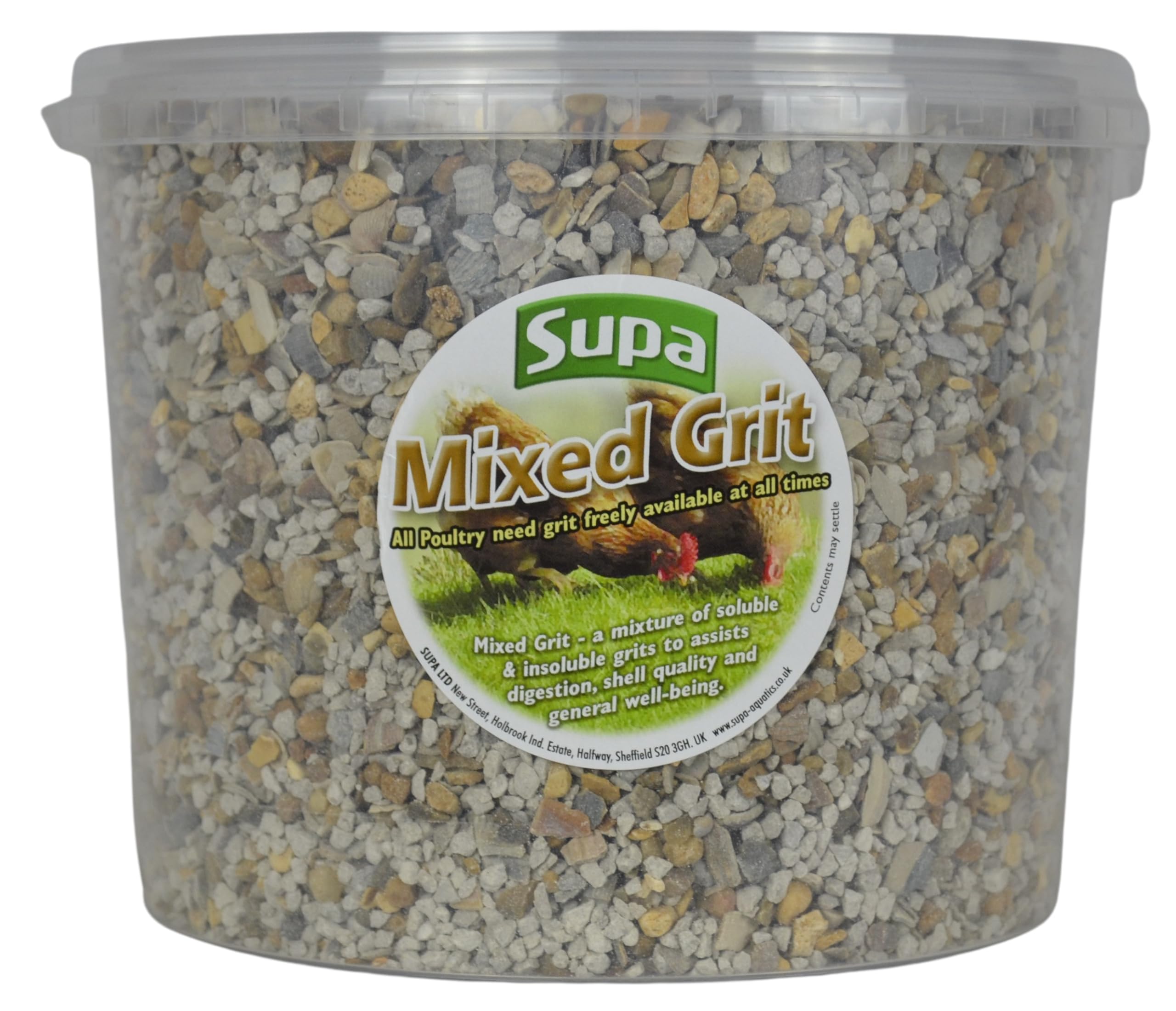 Supa Mixed Poultry Grit 3 Litre Bucket, A Mixture Of Insoluble And Soluble Grits To Assist Digestion, Egg Shell Quality And General Well Being, Grey (Packaging may vary)