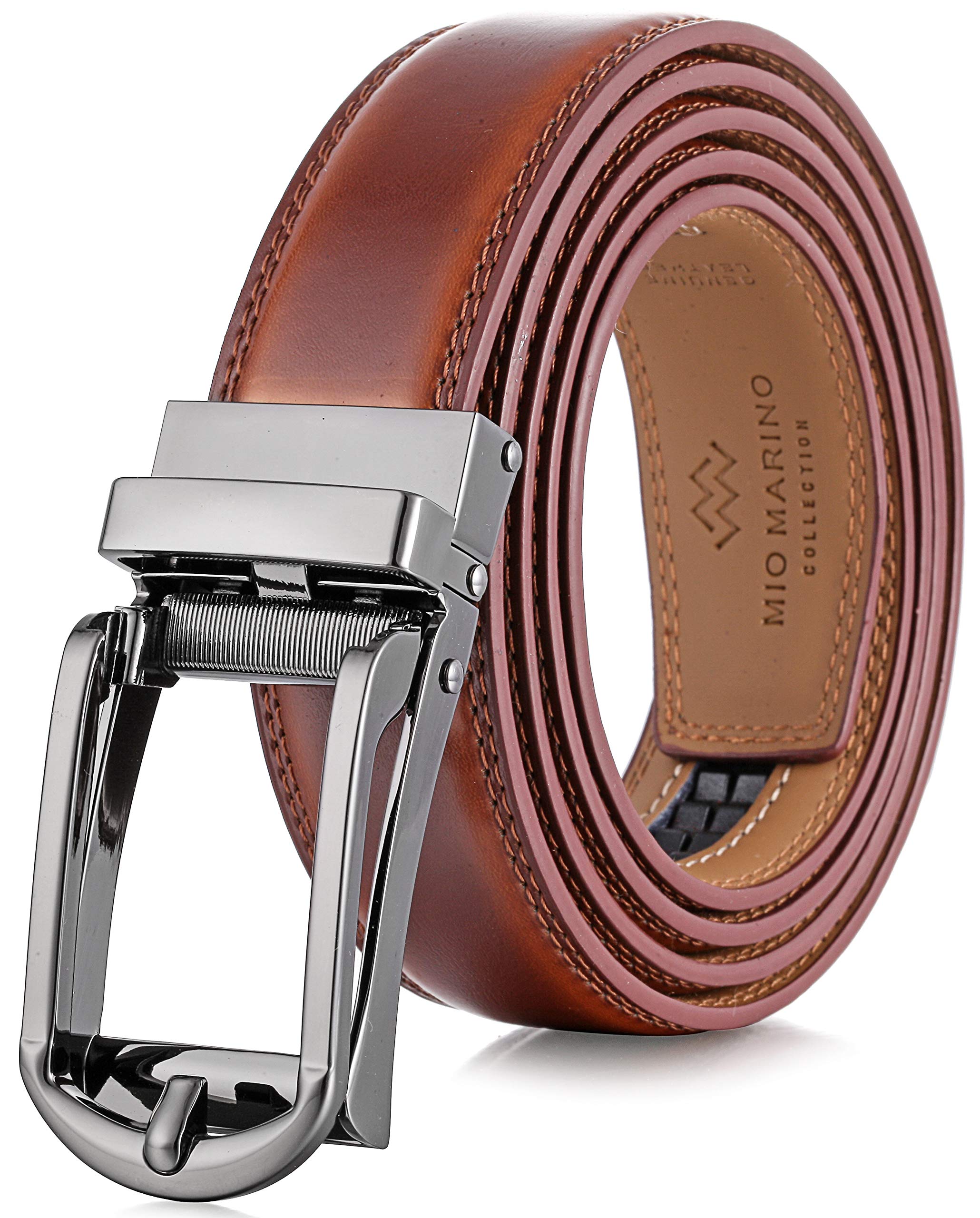 Marino AvenueMarino's Mens Genuine Leather Ratchet Dress Belt with Open Linxx Buckle