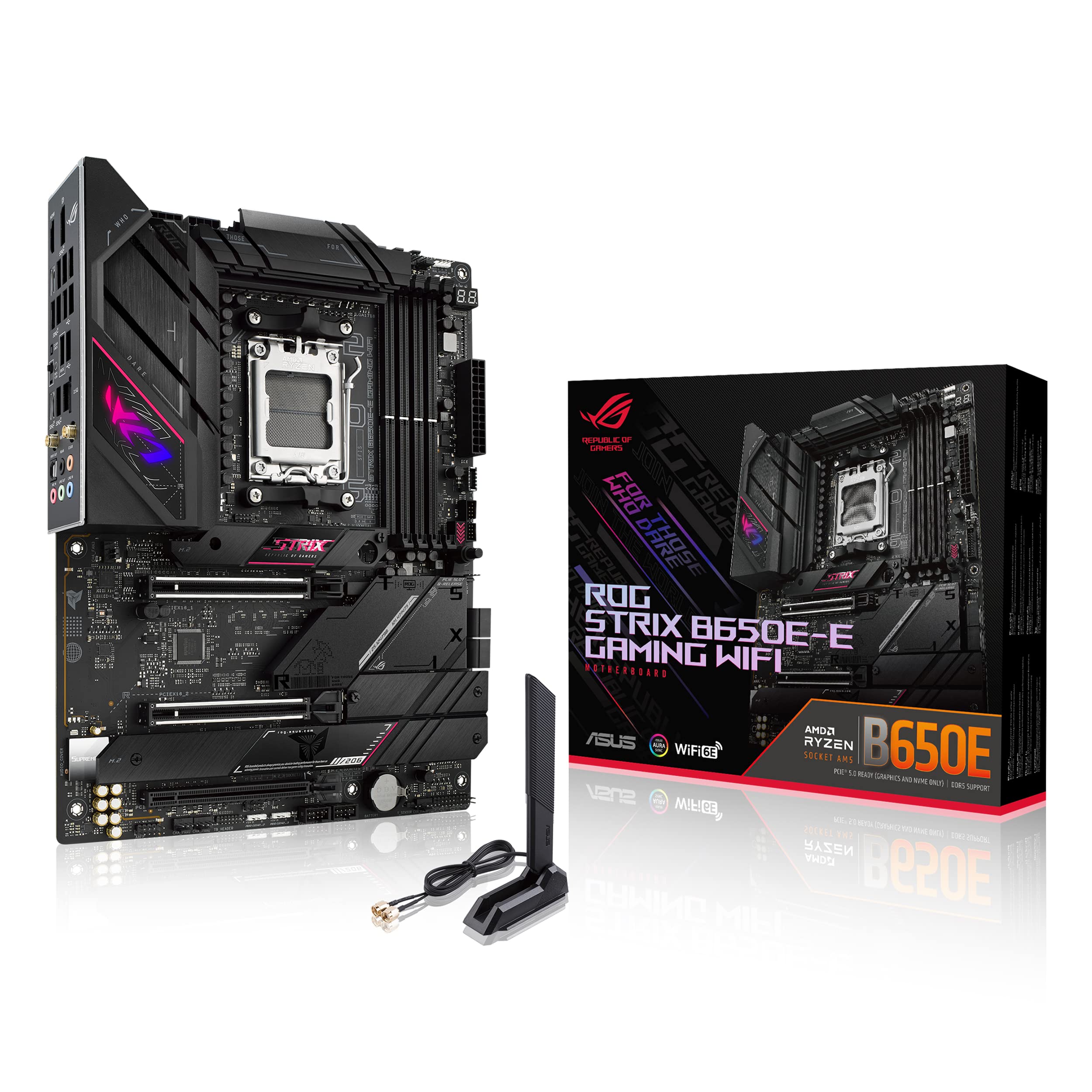 ASUS ROG Strix B650E-E Gaming WiFi AM5 (LGA1718) Ryzen 7000 Gaming Motherboard(16+2 Power Stages,DDR5,4X M.2 Slots, PCIe® 5.0, WiFi 6E, 2.5G LAN,USB 3.2 Gen 2x2 Type-C® Rear I/O Port, Aura Sync RGB)