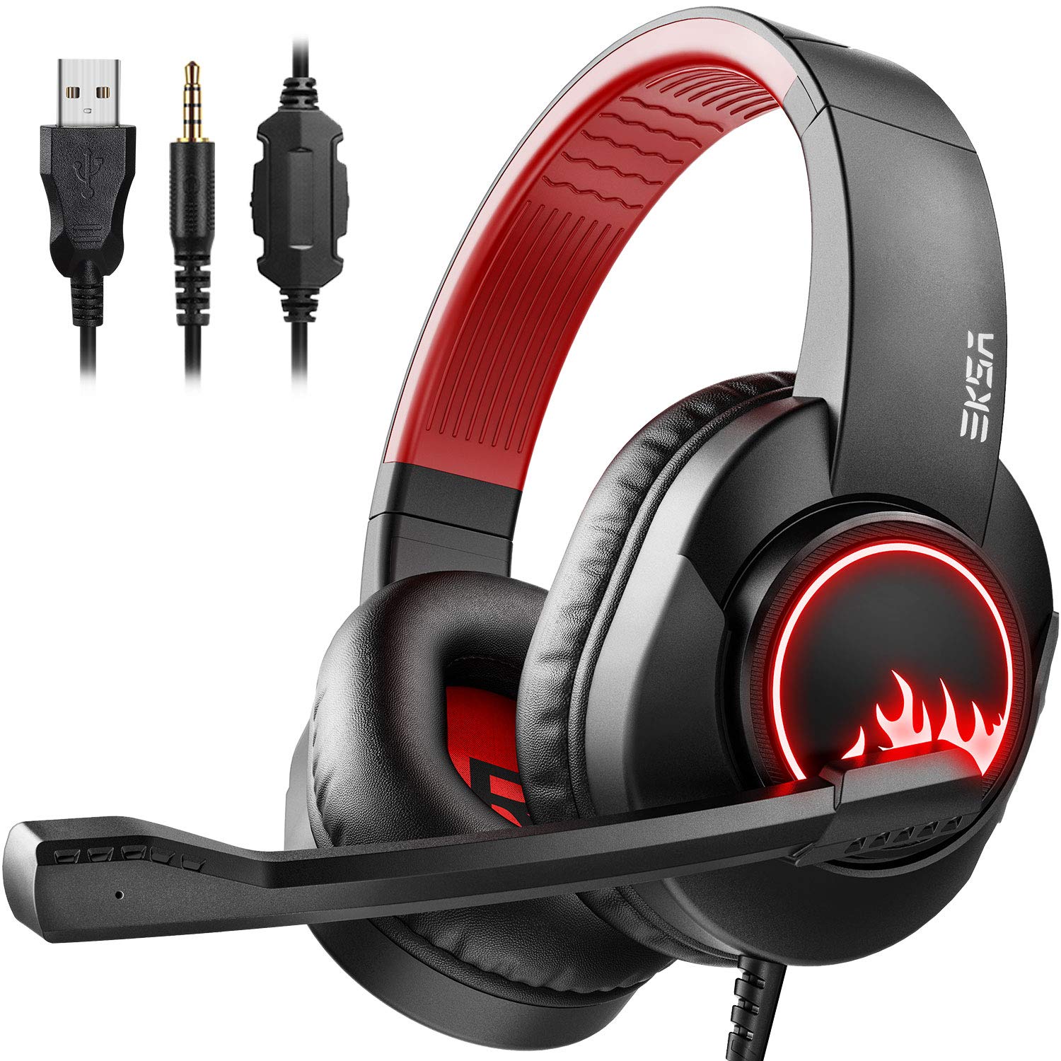 EKSA T8 Stereo Gaming Headset Red,over ear,Wired