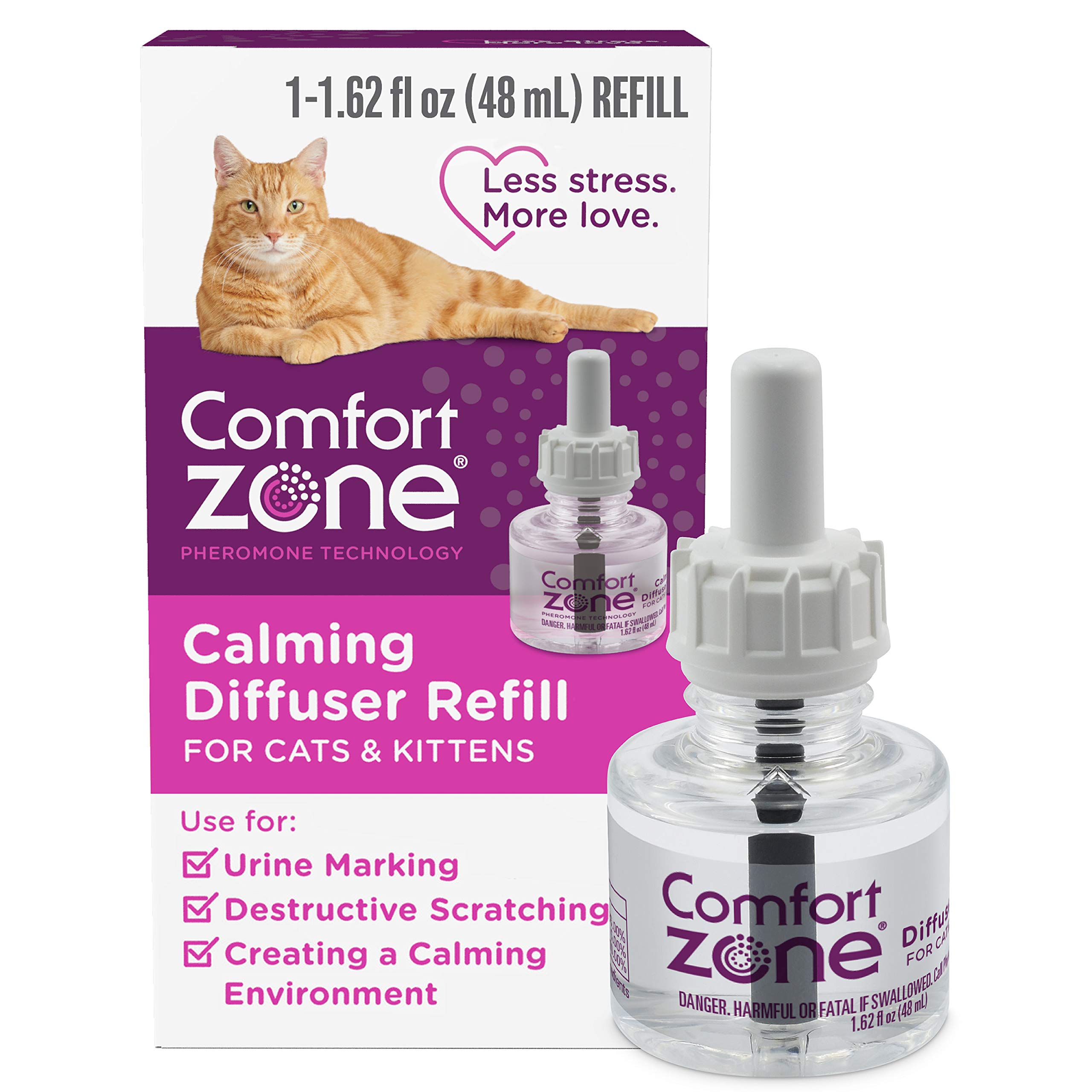 Comfort Zone Calming Diffuser Refill only, New 2X Pheromones for Cats Formula, 1 Pack