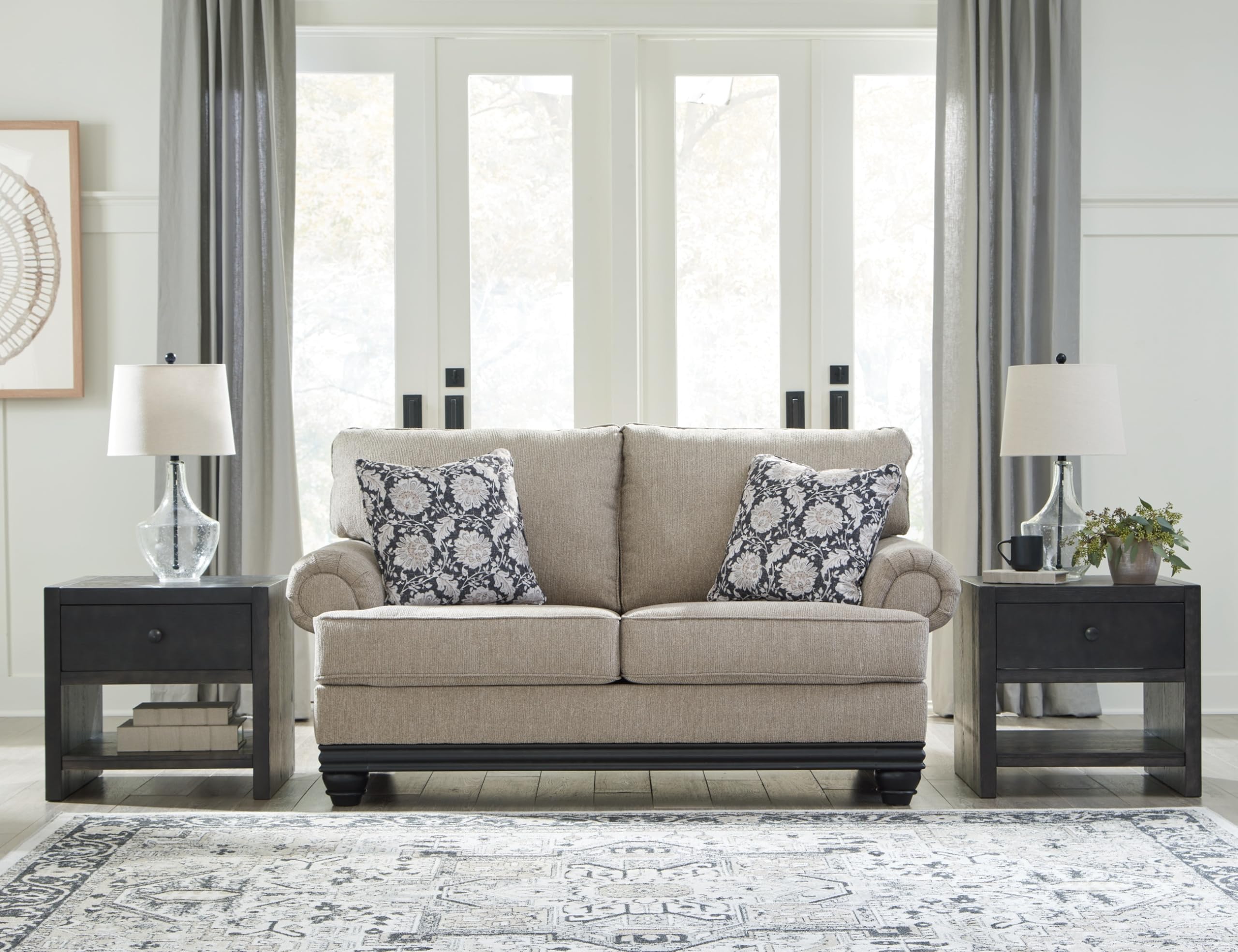 Signature Design by AshleyElbiani Classic Loveseat for Living Room, Light Gray