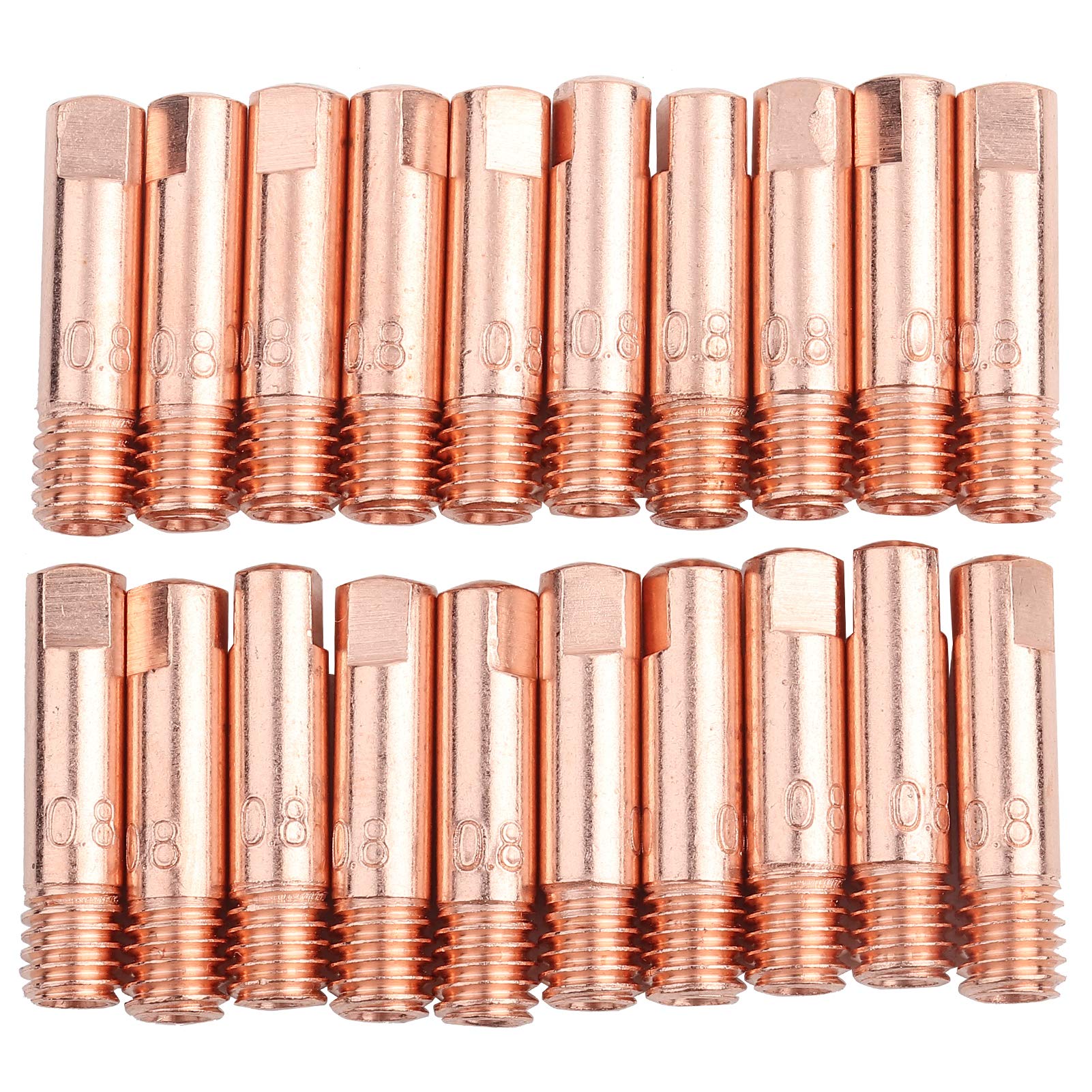 Yosoo Health Gear 20 Pcs Mig Welding Contact Tips, 0.8mm 1.0mm Copper Contact Tip, Welding Torch Contact Tip for 15ak Mig Welding Torch(0.8)