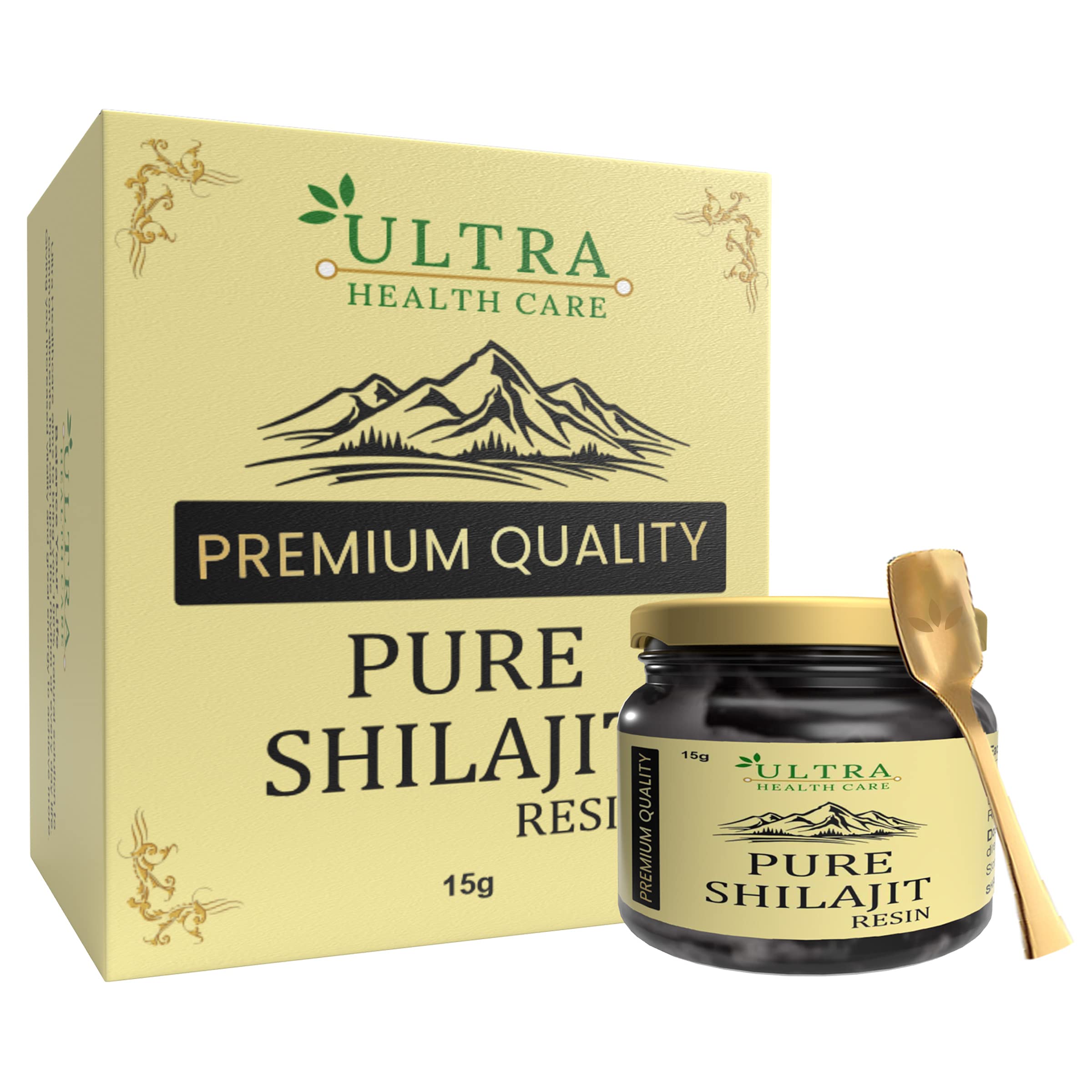 Ultra Health care Shilajit Resin for Energy, Focus and Vitality - Pure Quality Himalayan Shilajit | Strength | Stamina | Power | 100% Pure and Natural | Clinically Approved | 15gm | For Men & Women