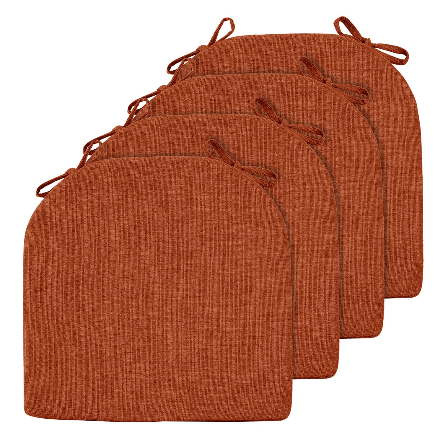 GIANTEX Non-Slip Chair Cushions Set of 4 for Dining Chairs Memory Foam Chair Pads with Ties for Kitchen Bedroom Living Room & Dining Chairs (16x16x2 Inches, Orange)