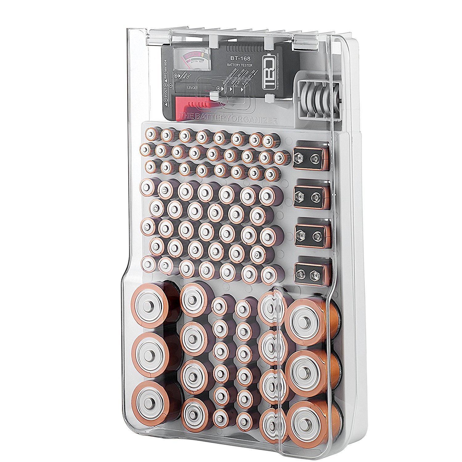 The Battery OrganizerTBO1531 The Batt Storage Case with Hinged Clear Cover, Includes a Removable Tester, Holds 93 Batteries Various Sizes Original version TBO6167