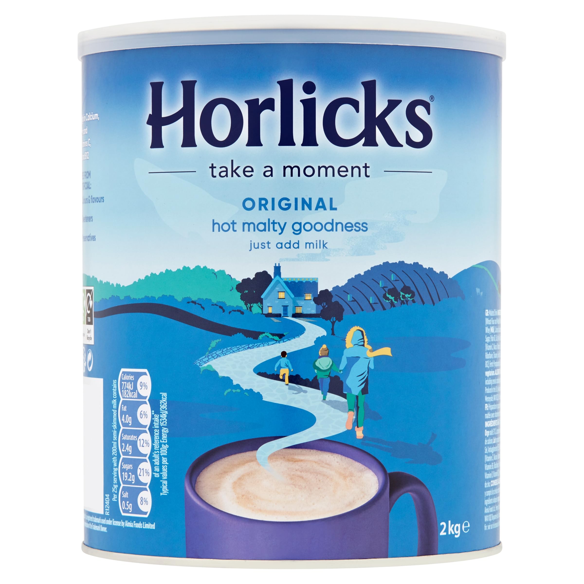 HorlicksOriginal Malted Milk 2kg (Pack of 1) - Just add milk, The Original Malted Drink. High in Calcium, Zinc, Vitamin C, Vitamin D & Vitamin B12.