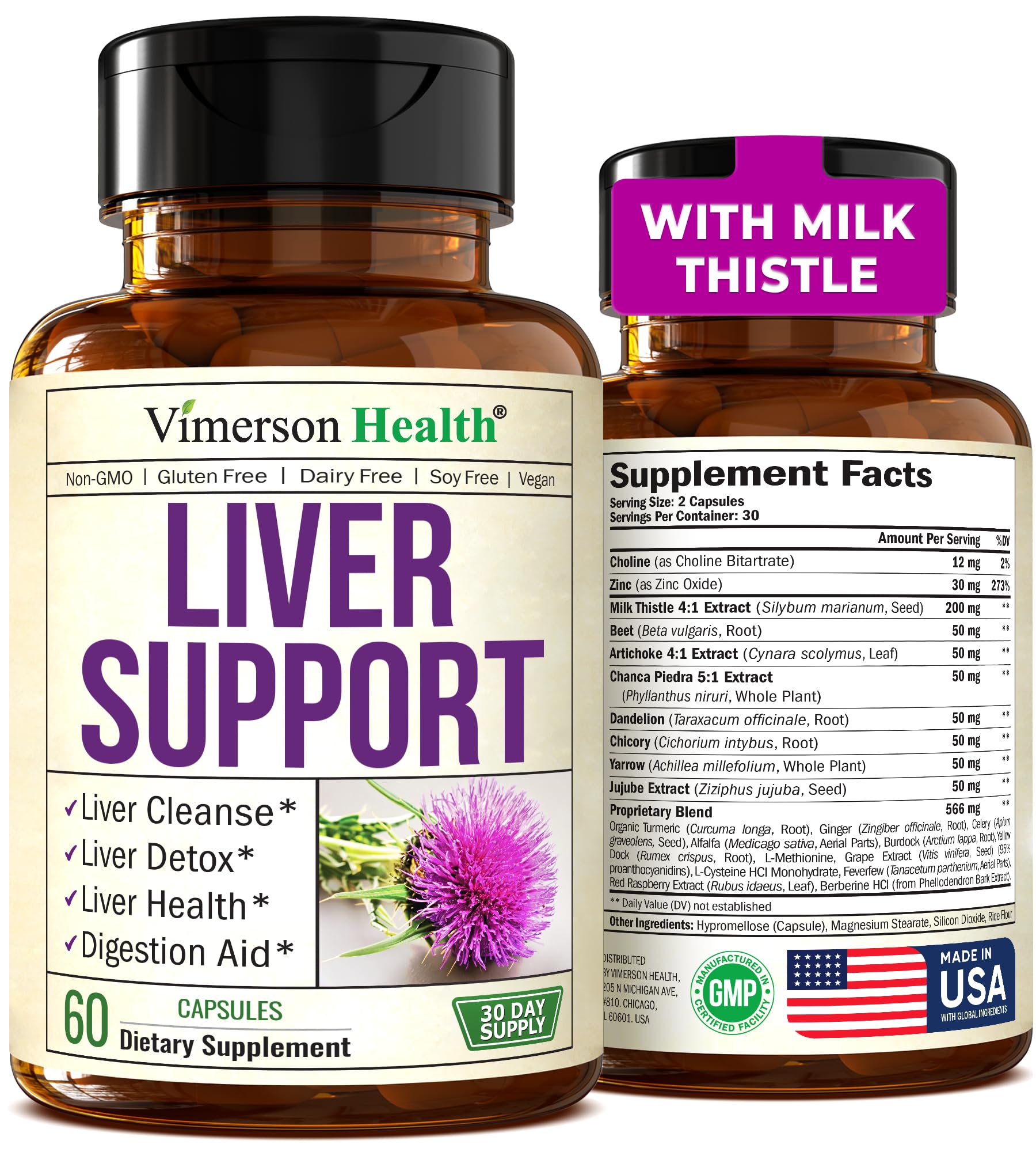 Liver Cleanse Detox & Repair Milk Thistle Supplement. Liver Support with Choline, Artichoke Extract, Chicory & Dandelion Root Supplement. Milk Thistle Liver Detox & Liver Cleanse. 60 Liver Health Caps