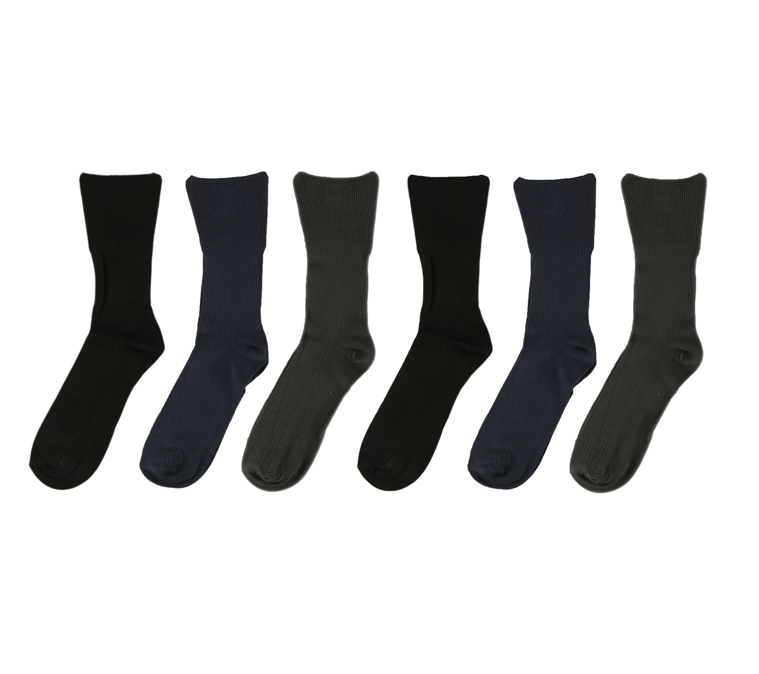 6 Pairs Of Men's Bamboo Loose Wide Top Socks, Super Soft Diabetic Non Elastic Anti Bacterial Socks, UK 6-11, By Sockstack®