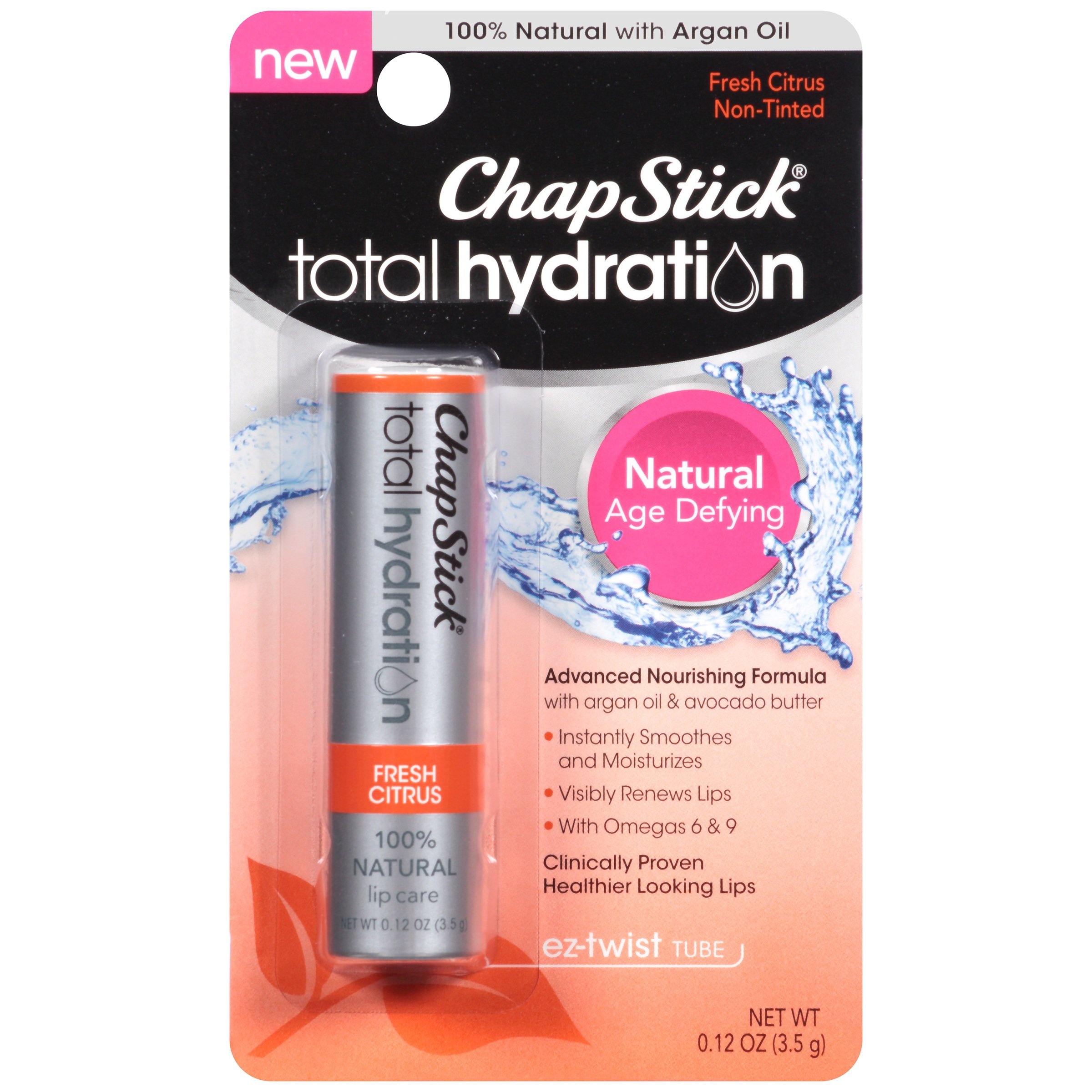 ChapStickTotal Hydration Lip Care Balm, Fresh Citrus 0.12 oz (Pack of 3)