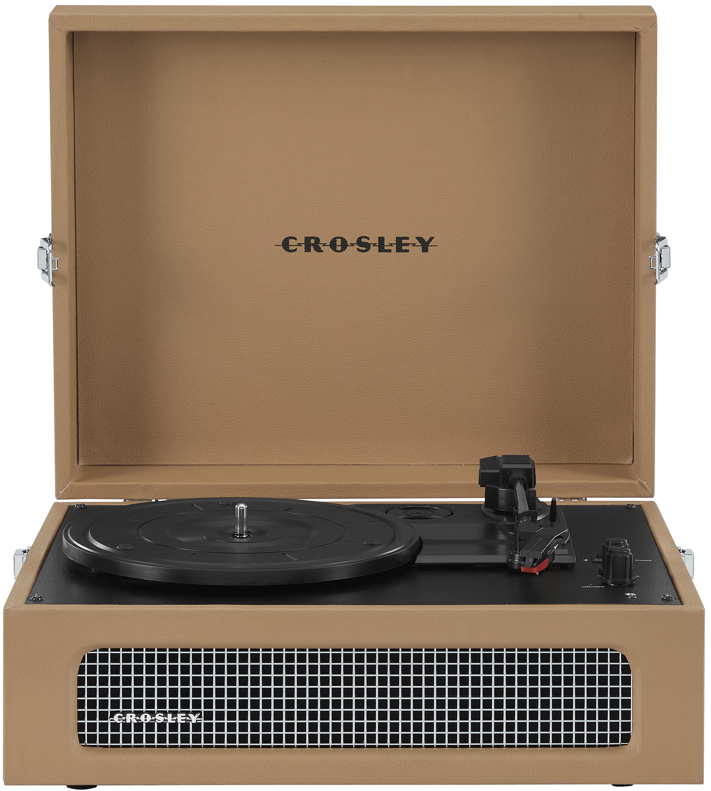 Crosley CR8017B-TA Voyager Vintage Portable Vinyl Record Player Turntable with Bluetooth in/Out and Built-in Speakers, Tan