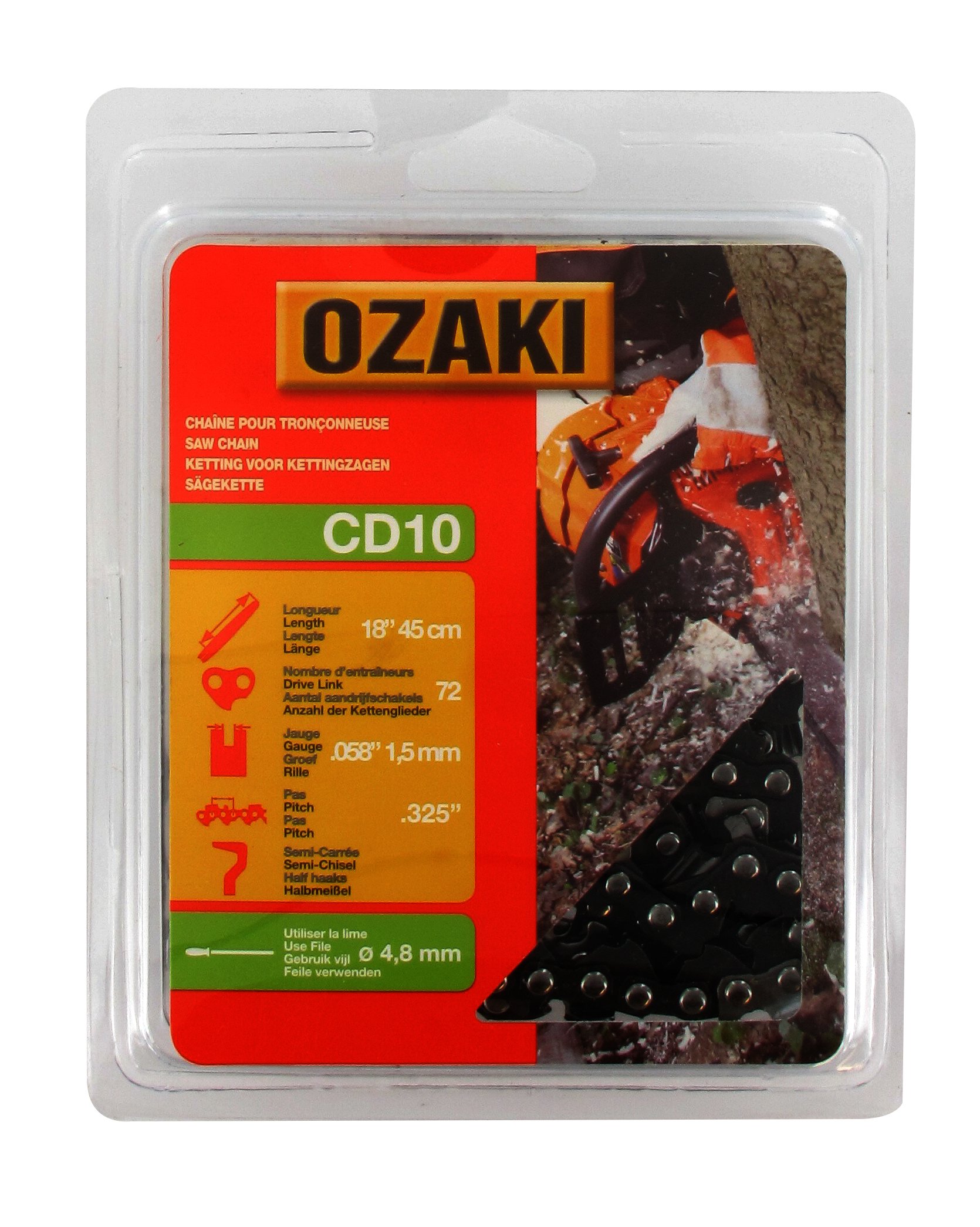 Ozaki12820 Chainsaw Chain 325 .058 72E CD10 Black