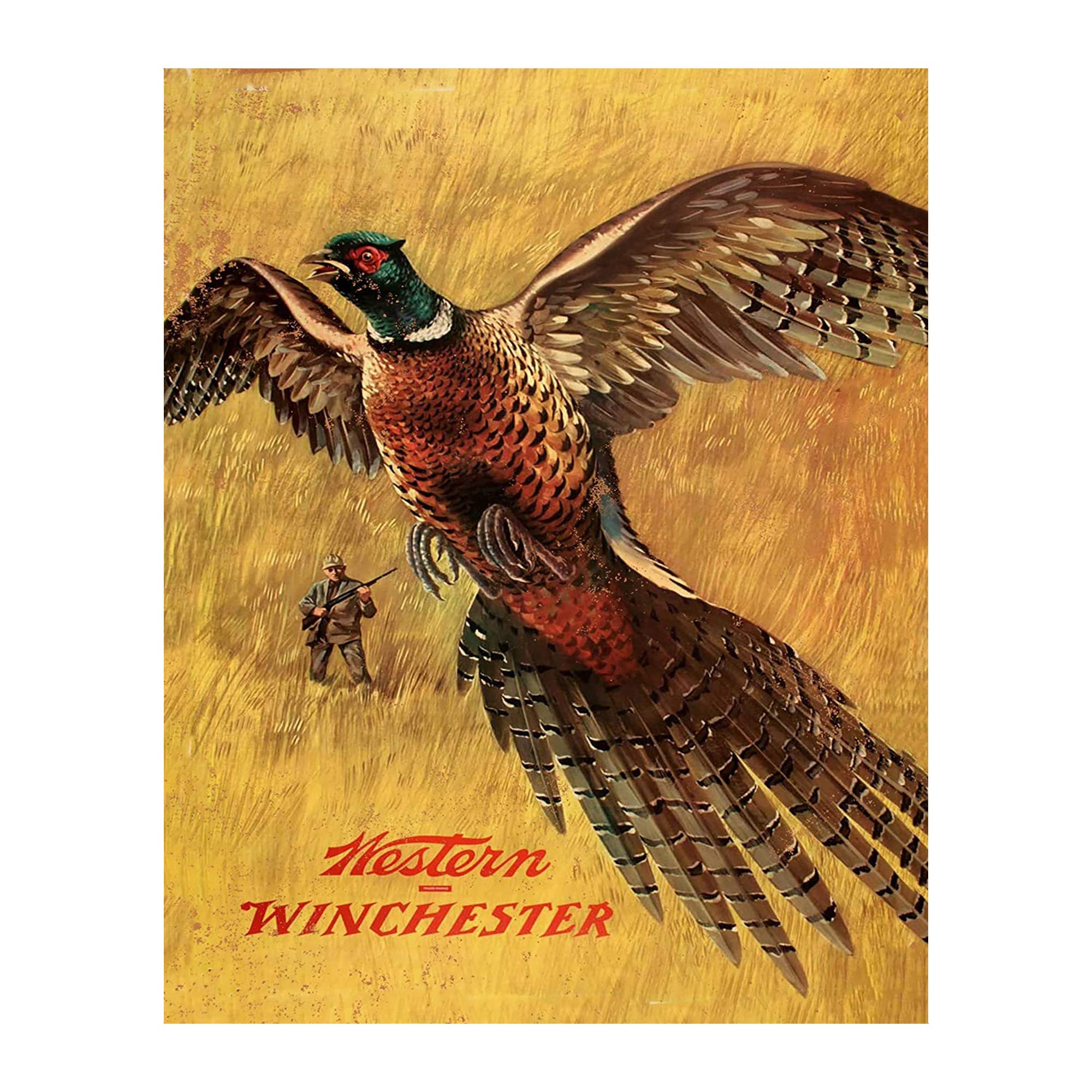 AMERICAN LUXURY GIFTSWestern Winchester Pheasant - Animal Wall Art Decor, Vintage Advertising Hunting Scene Wall Art Print for Home, Lodge & Camp Decor, Perfect Retro Gift For Hunting & Winchester Fans, Unframed - 8X10