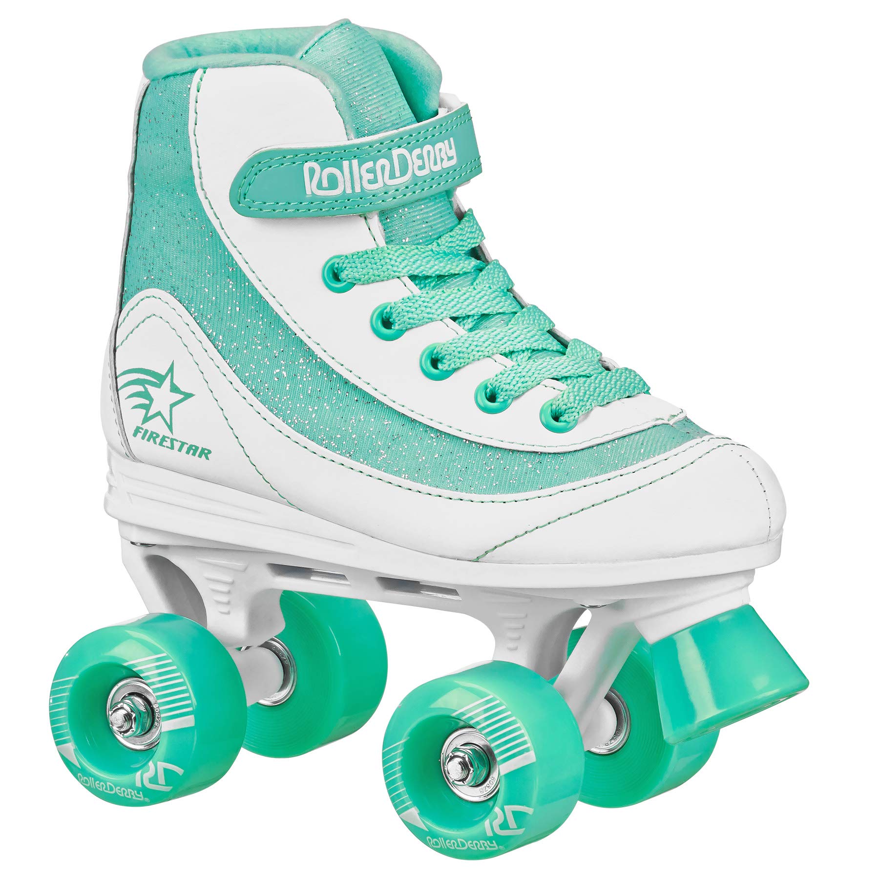 Roller Derby FireStar V2 Quad Skates - White/Pink (UK JNR 13, White/Mint)