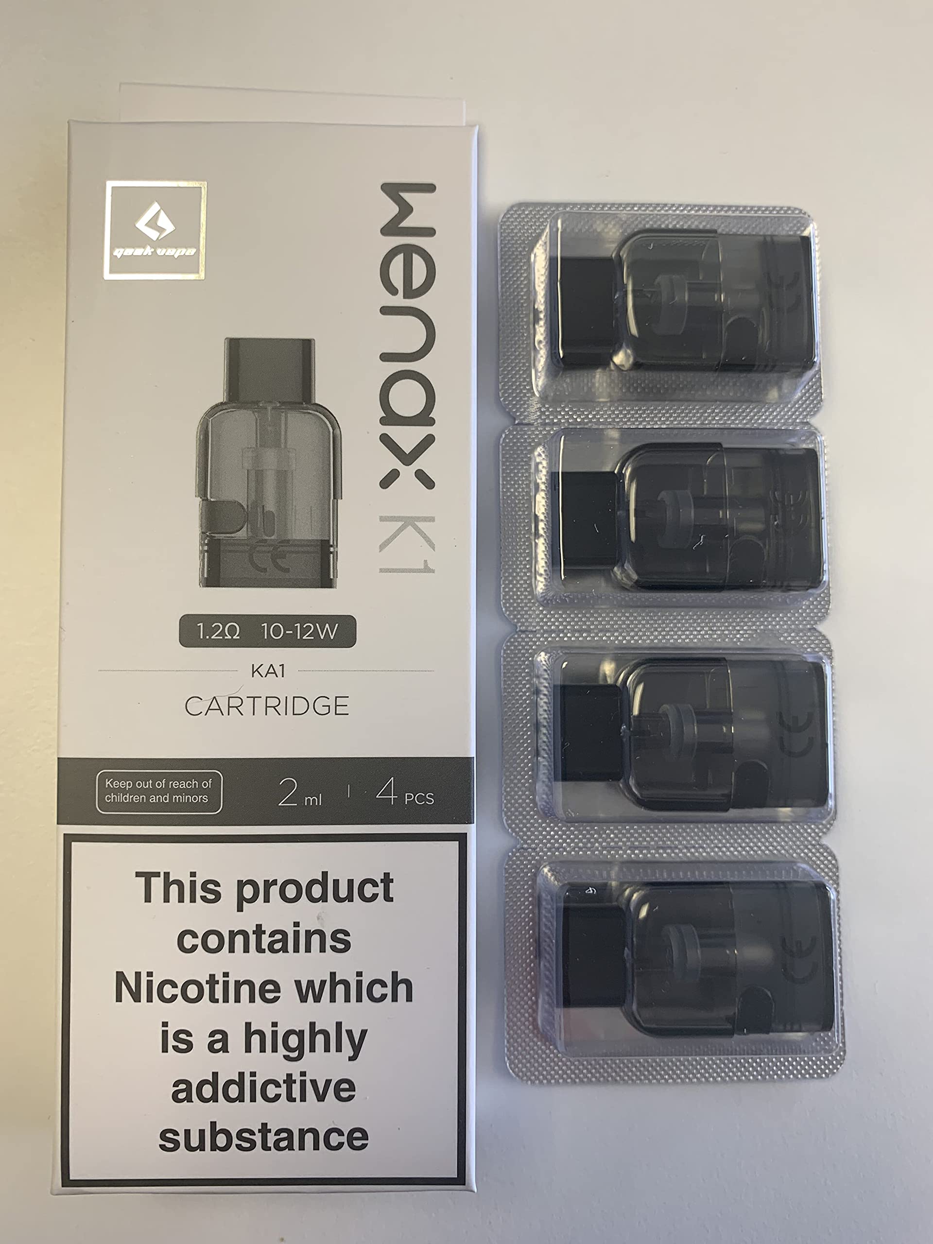 Geekvape Wenax K1 Replacement Pod Cartridge 1.2 ohm 10-12W (4 Pack) for The Geekvape Wenax K1 Kit - Nicotine Free