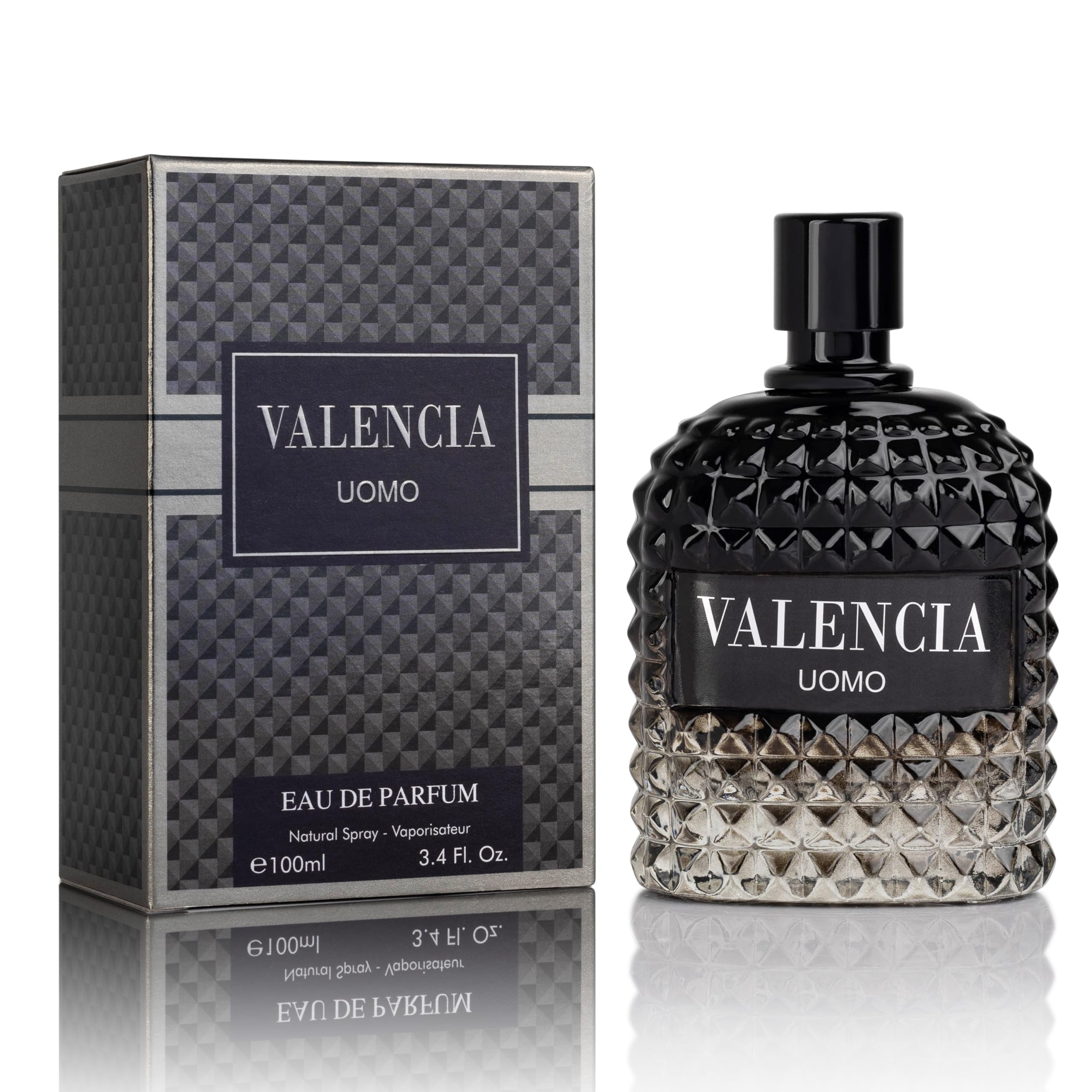 Valencia UOMO for Men Eau De Parfum - Woody Aromatic Fragrance - Floral Twist Blended with a Cool Facet of Mineral Notes & Salt - Edgy yet Masculine Scent - Cologne or Everyday Use - 100ml Bottle