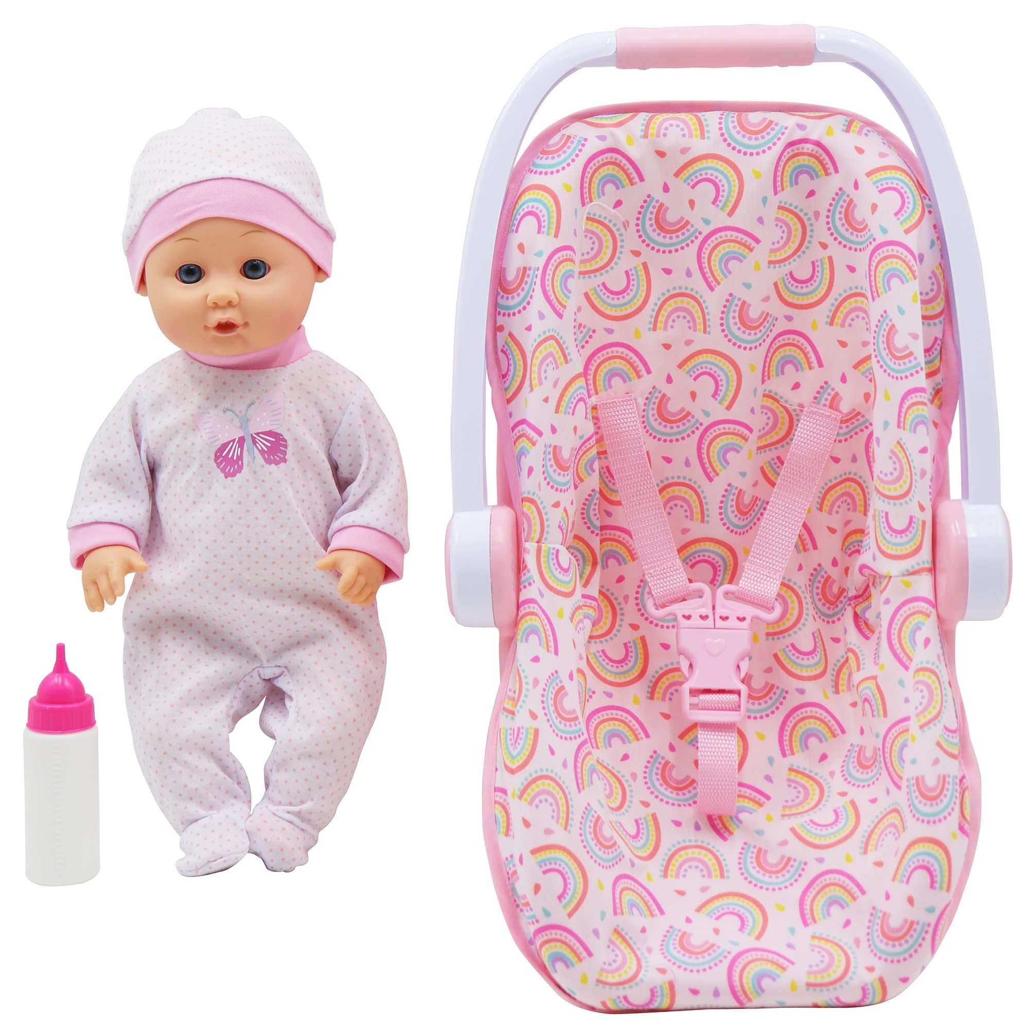 DREAM COLLECTION16" Baby Doll with Toy Carrier/Car Seat - Gi-Go Dolls, Kids Playset, Ages 3+, Multicolor (21131)