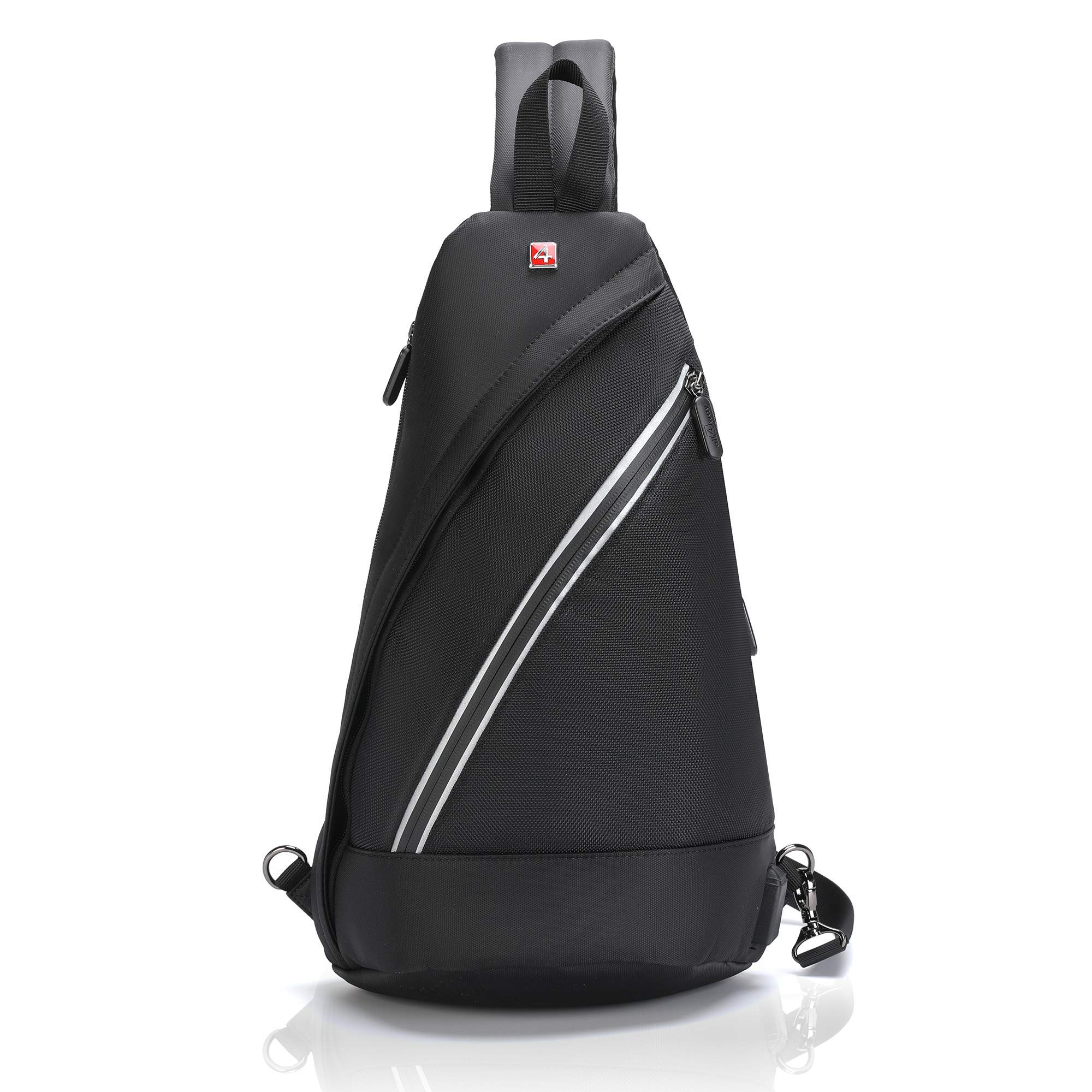 Sling Backpack iPad - Swiss Design with Fast USB Charging - RFID Anti Theft Travel Biking Bag