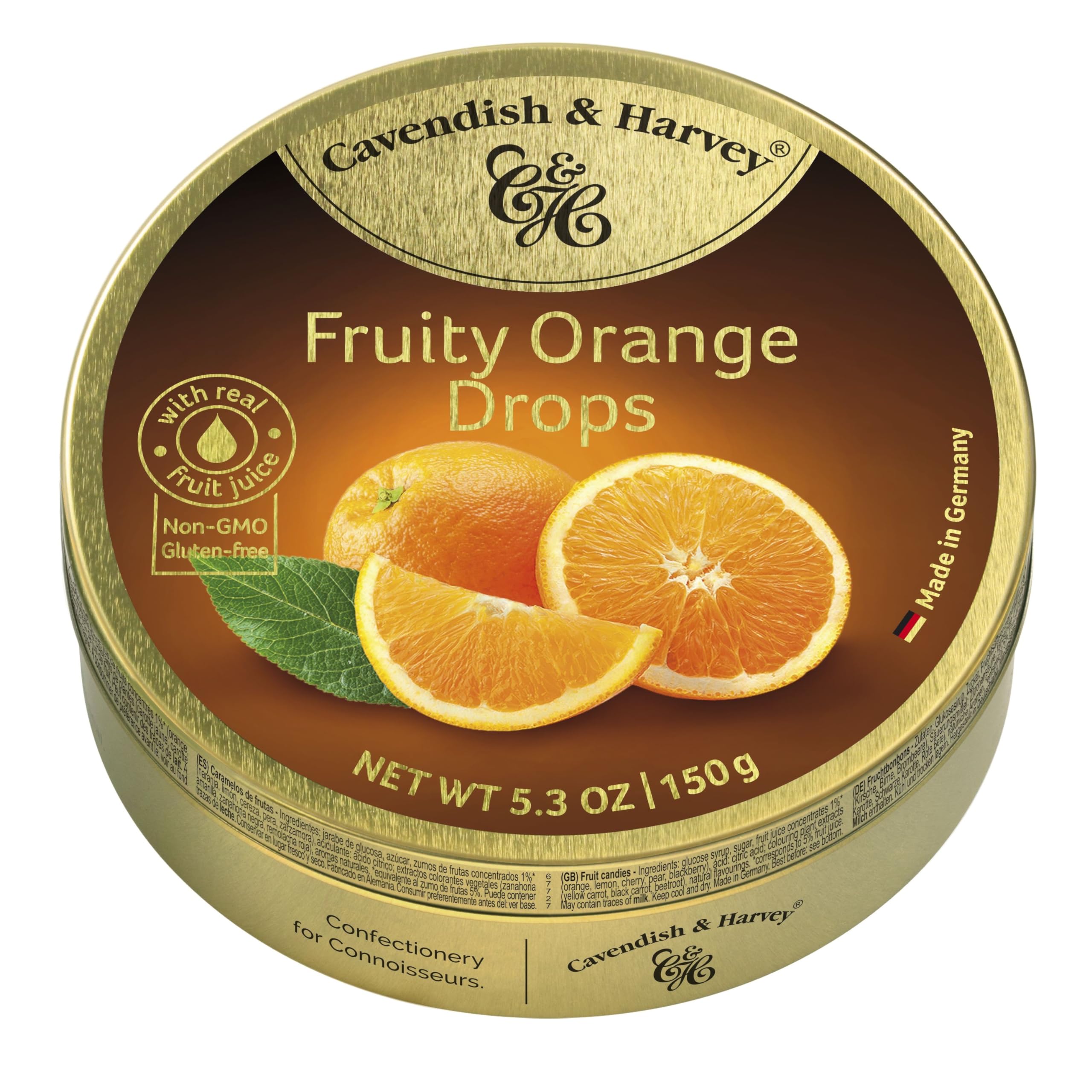 Cavendish & HarveyFruity Orange Hard Candy Drops | 5.3 Ounce Tin