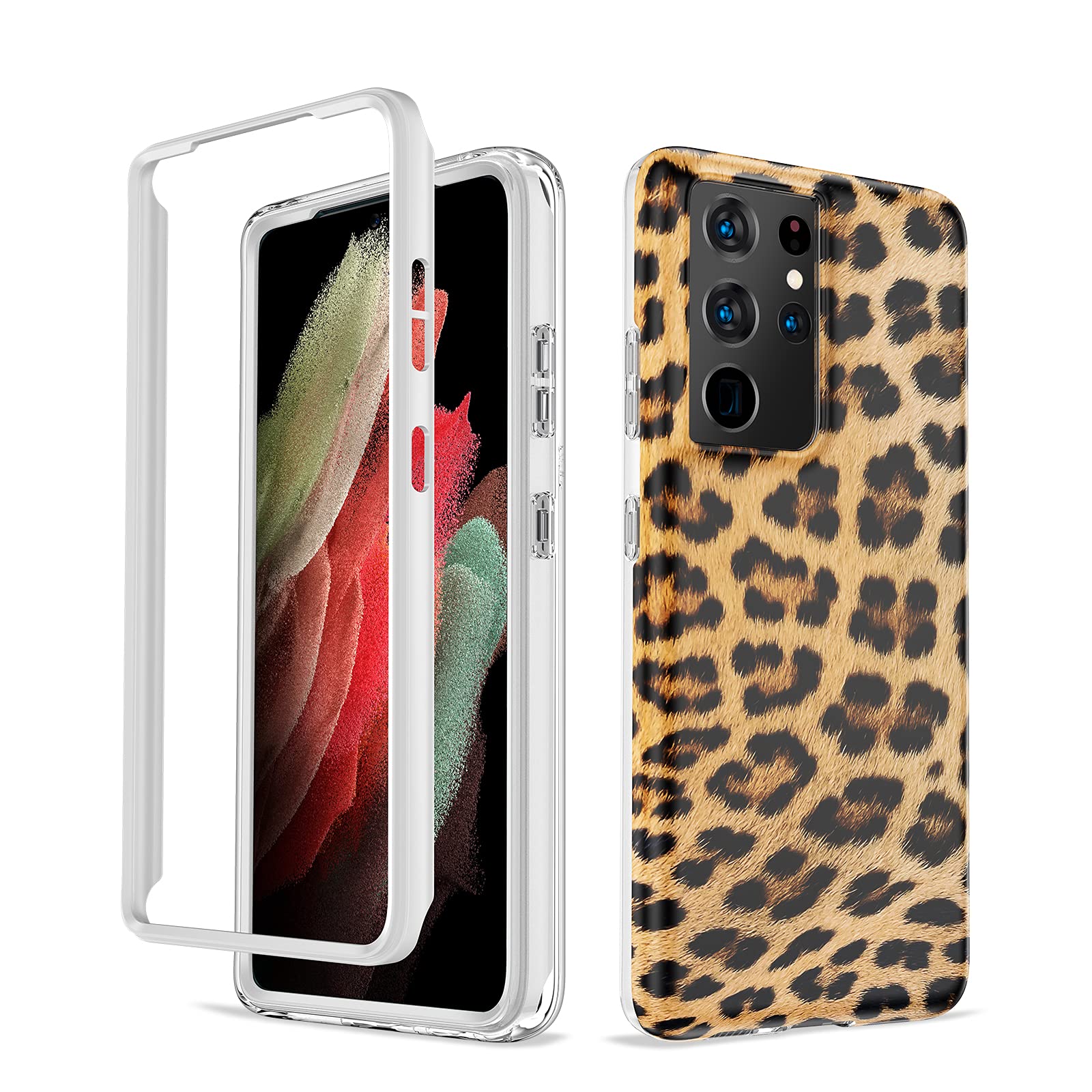 GOLINKFull Body Shockproof Protective Case for 6.8 inch Samsung Galaxy S21 Ultra 5G (2021 Release), Slim Stylish Bumper Case Without Built-in Screen Protector-Cheetah