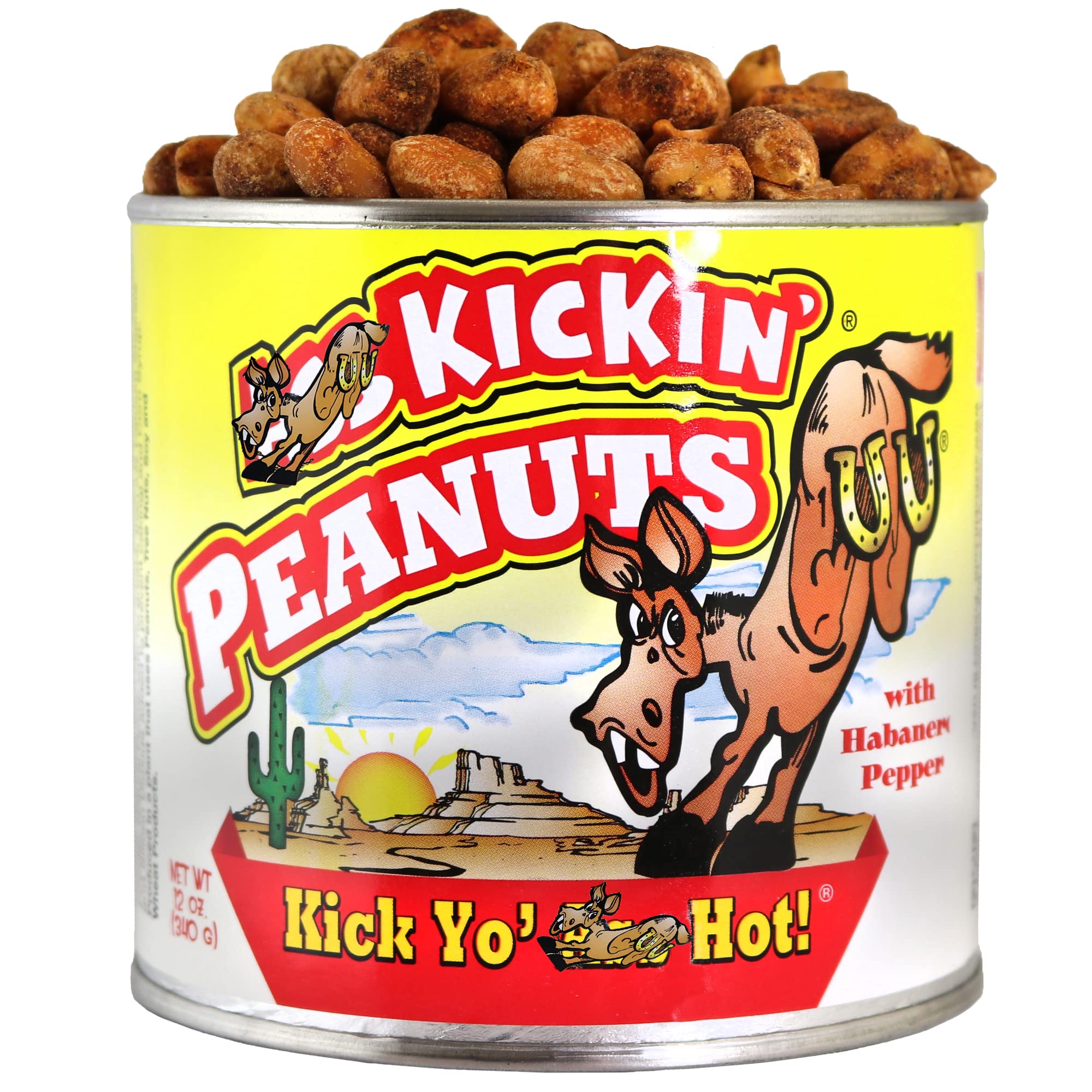 KICKIN’ Habanero Pepper Spicy Hot Peanuts – 12oz - Perfect Premium Hot and Spicy Peanuts - Ultimate Spicy Snack Gourmet Gift Hottest Peanuts - Try if you dare!