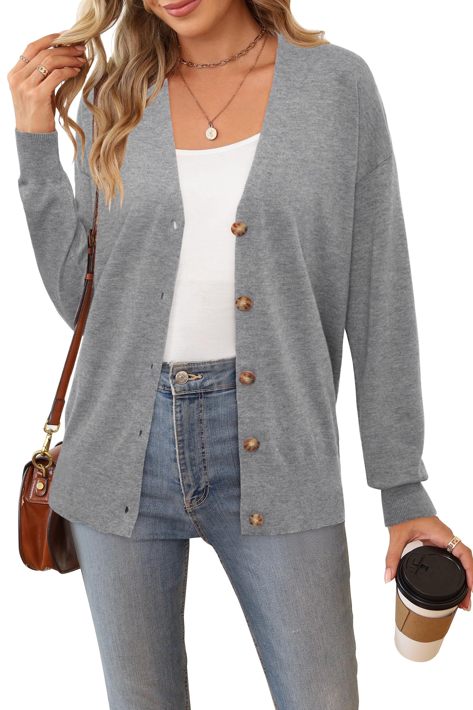 Arach&Cloz2024 Womens Lightweight Cardigans Fall Fashion Button-Down Business Casual Summer Sweaters in Air-Condtioned Room